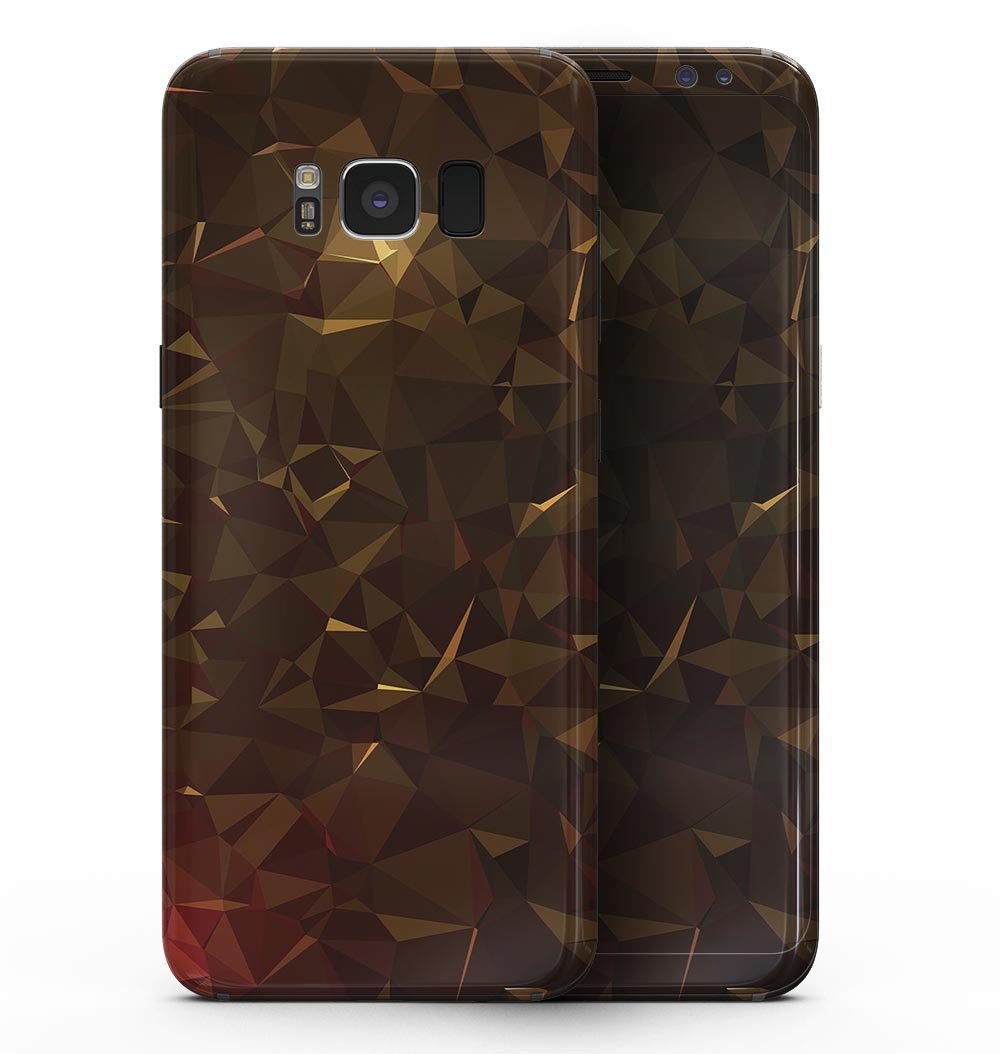 Dark Orange Geometric V13 skin for Samsung Galaxy S8, showcasing vibrant geometric patterns and premium vinyl material.