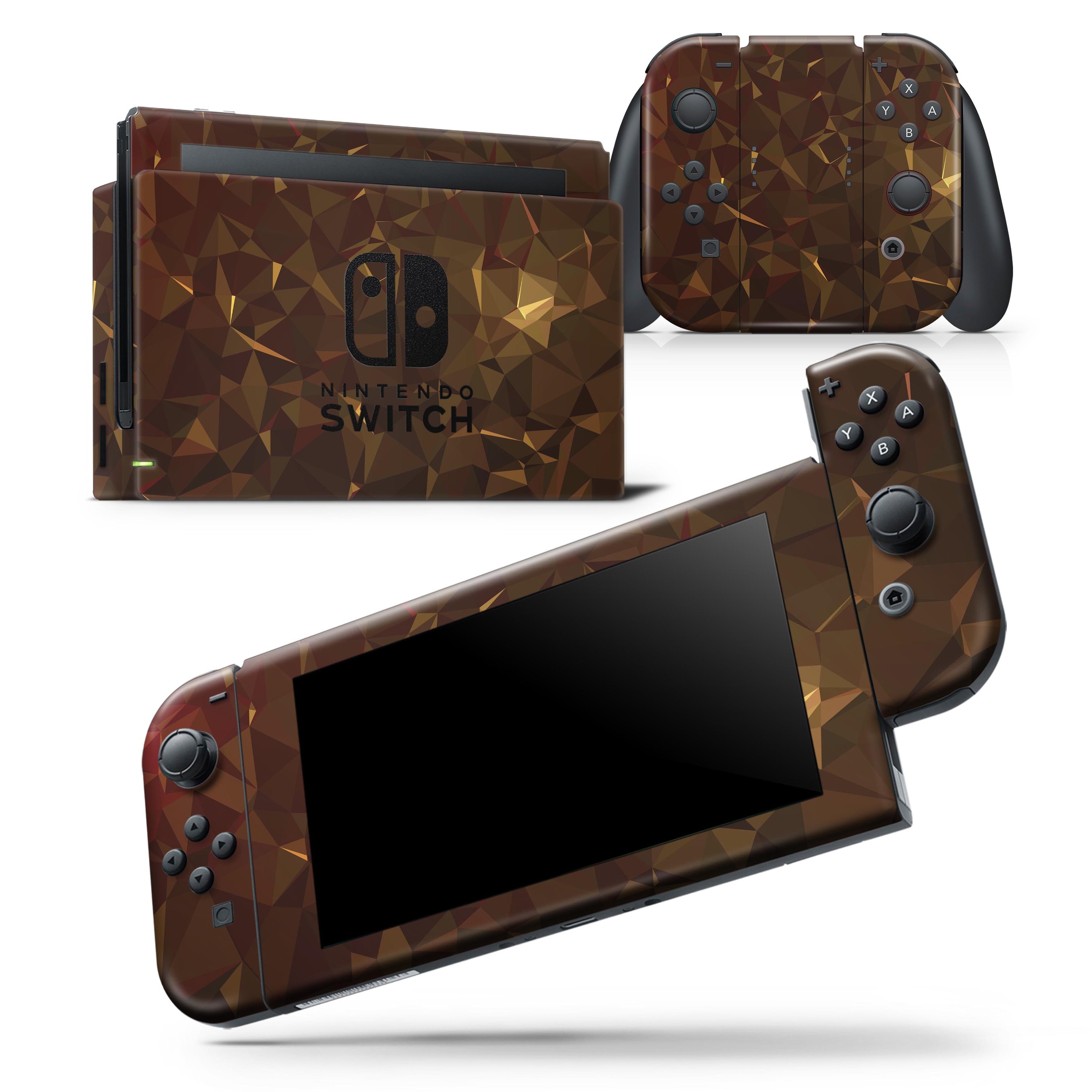 Dark Orange Geometric V13 skin wrap decal for Nintendo Switch Lite, showcasing a vibrant geometric design that fits snugly on the console.