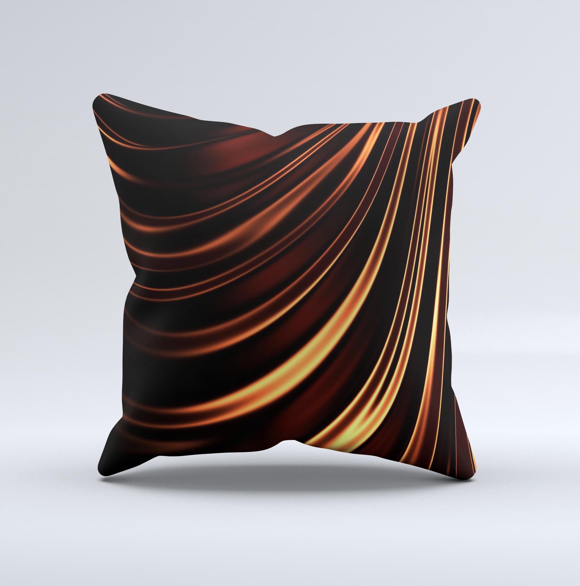 Dark orange decorative throw pillow with unique fabric design, handcrafted in Virginia, showcasing high-quality stitching and vibrant color.