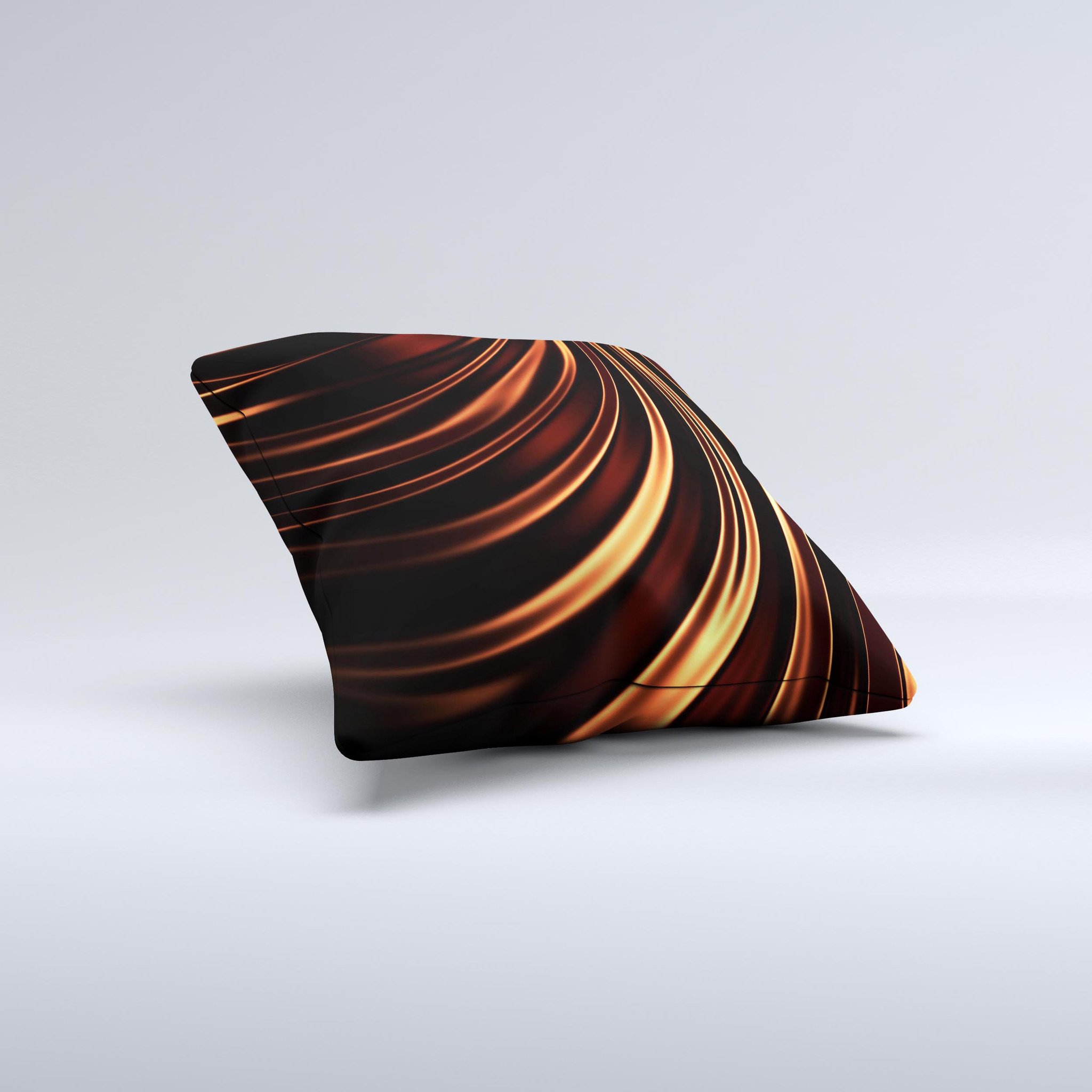 Dark orange decorative throw pillow with unique fabric design, handcrafted in Virginia, showcasing high-quality stitching and vibrant color.