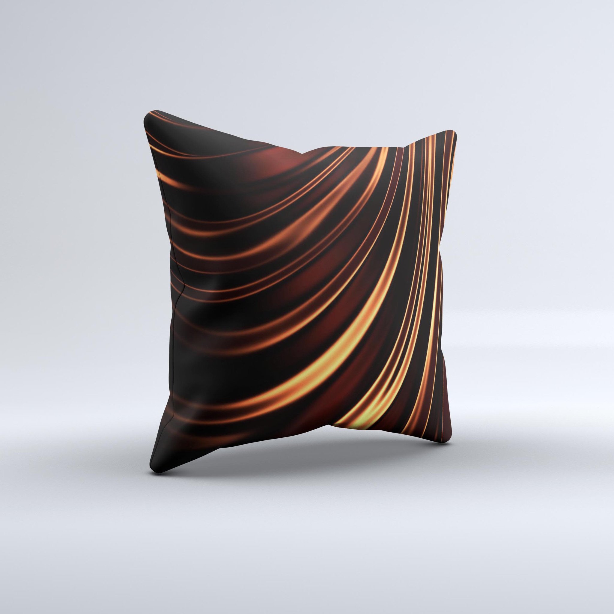 Dark orange decorative throw pillow with unique fabric design, handcrafted in Virginia, showcasing high-quality stitching and vibrant color.