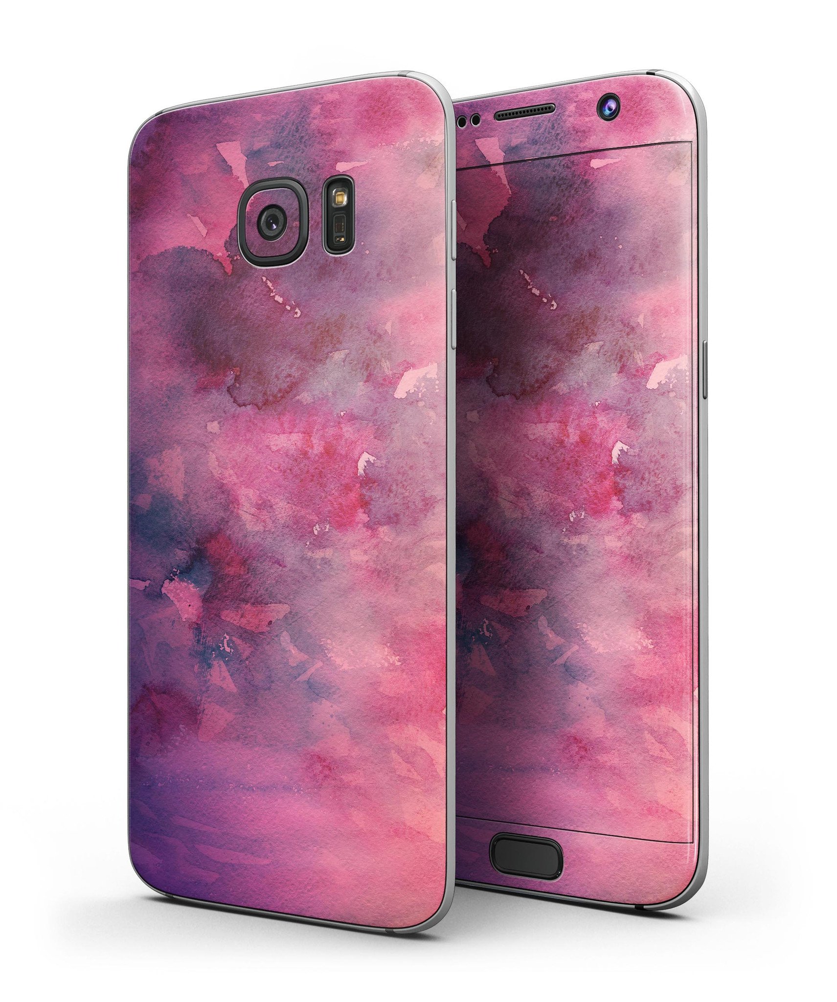 Dark Pink 53 Absorbed Watercolor Texture skin for Samsung Galaxy S7 and S7 Edge, showcasing vibrant colors and premium vinyl material.