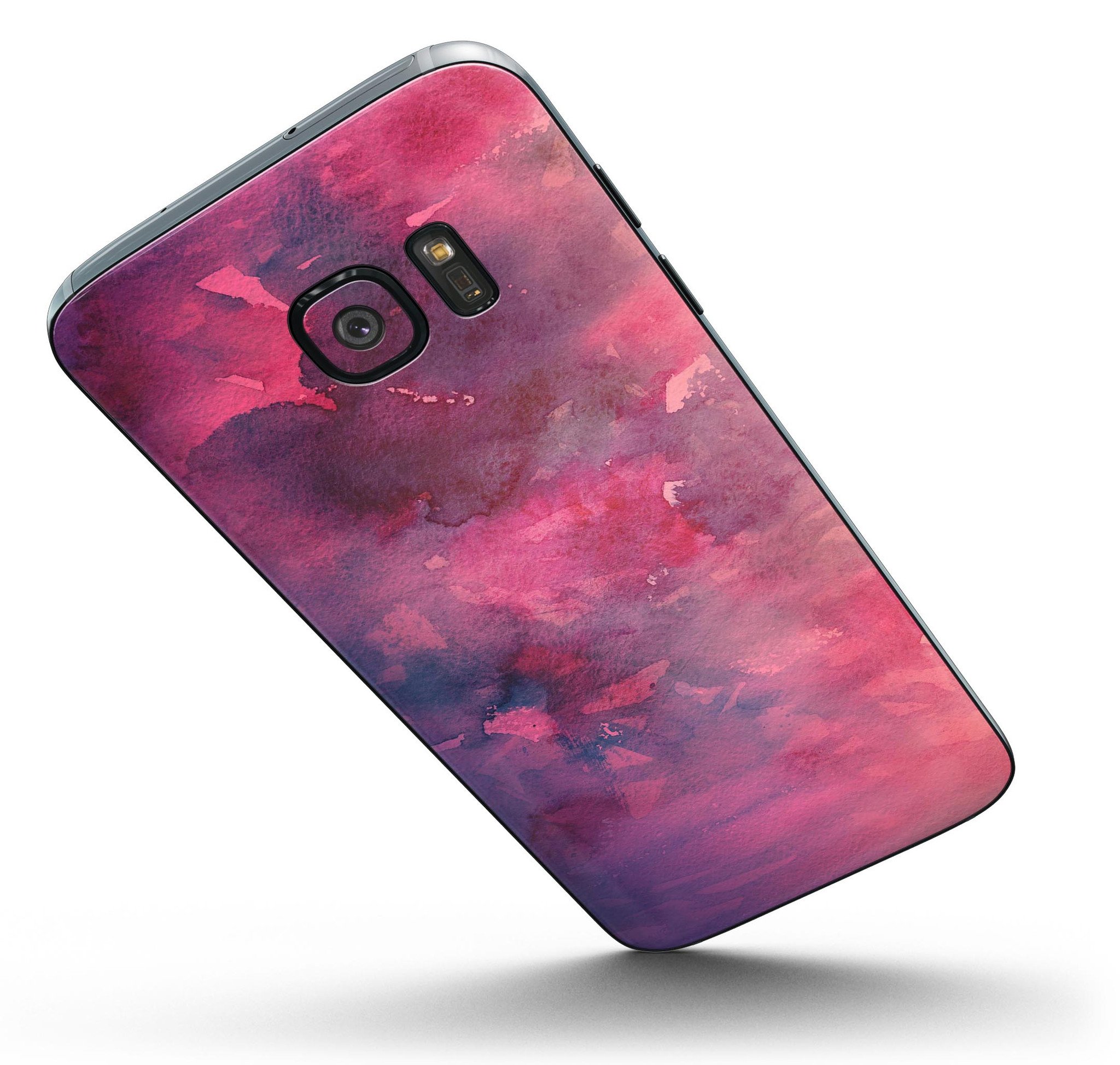 Dark Pink 53 Absorbed Watercolor Texture skin for Samsung Galaxy S7 and S7 Edge, showcasing vibrant colors and premium vinyl material.