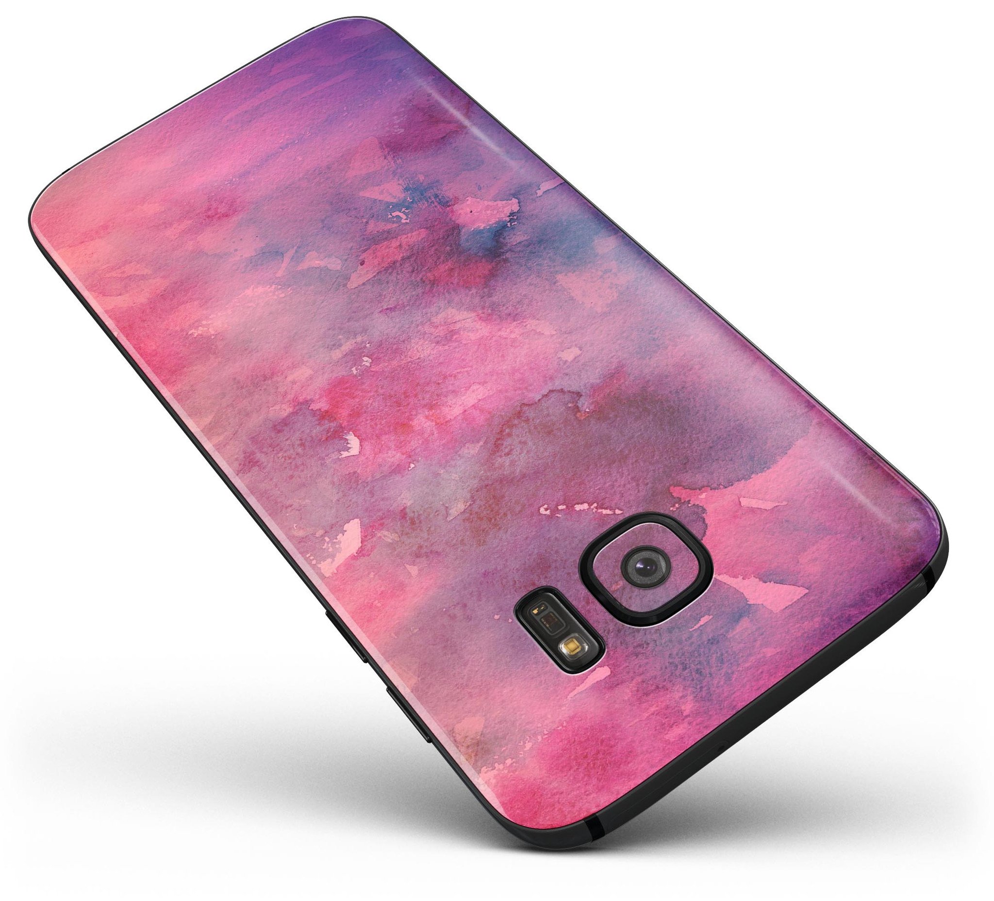 Dark Pink 53 Absorbed Watercolor Texture skin for Samsung Galaxy S7 and S7 Edge, showcasing vibrant colors and premium vinyl material.