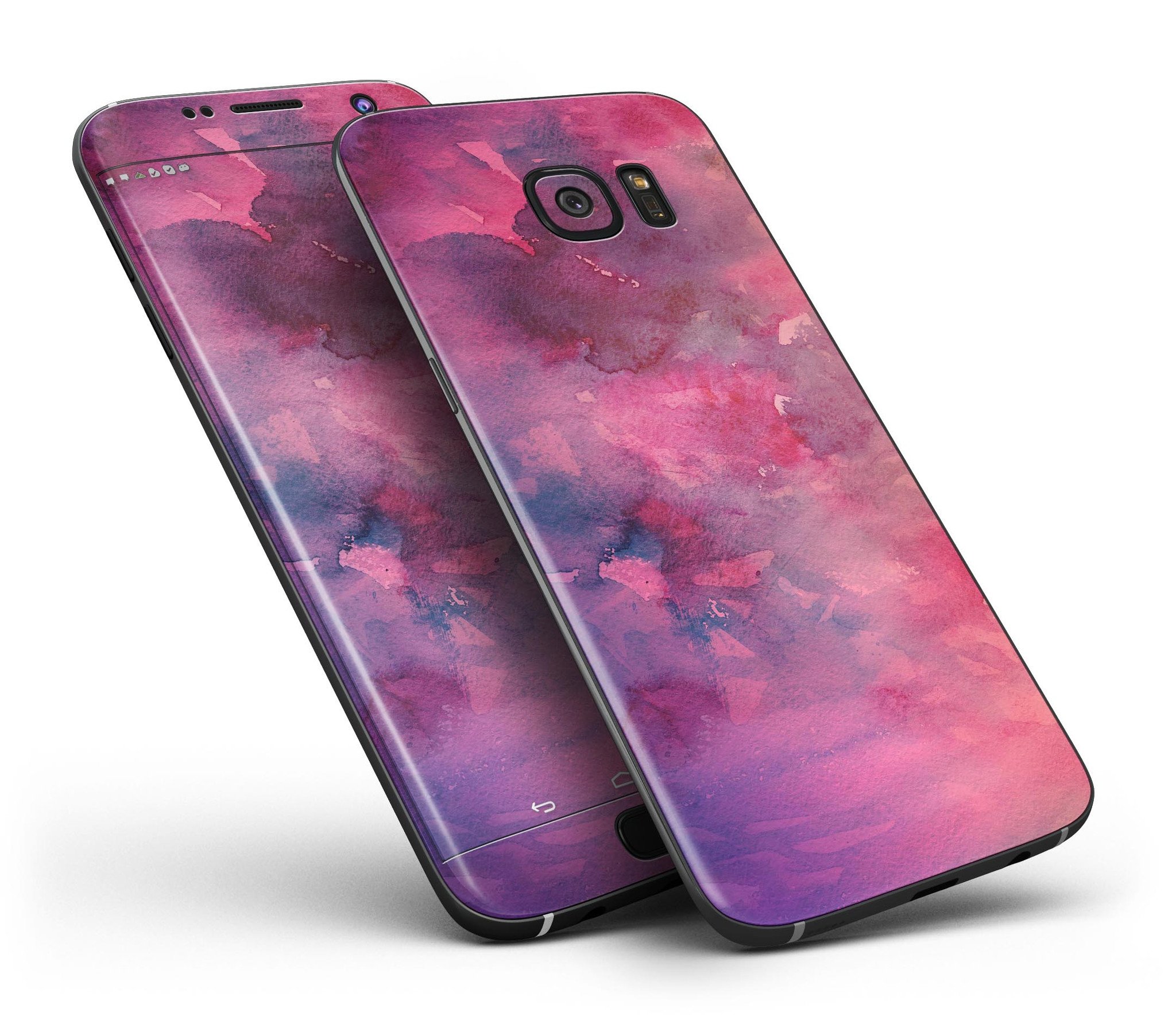 Dark Pink 53 Absorbed Watercolor Texture skin for Samsung Galaxy S7 and S7 Edge, showcasing vibrant colors and premium vinyl material.