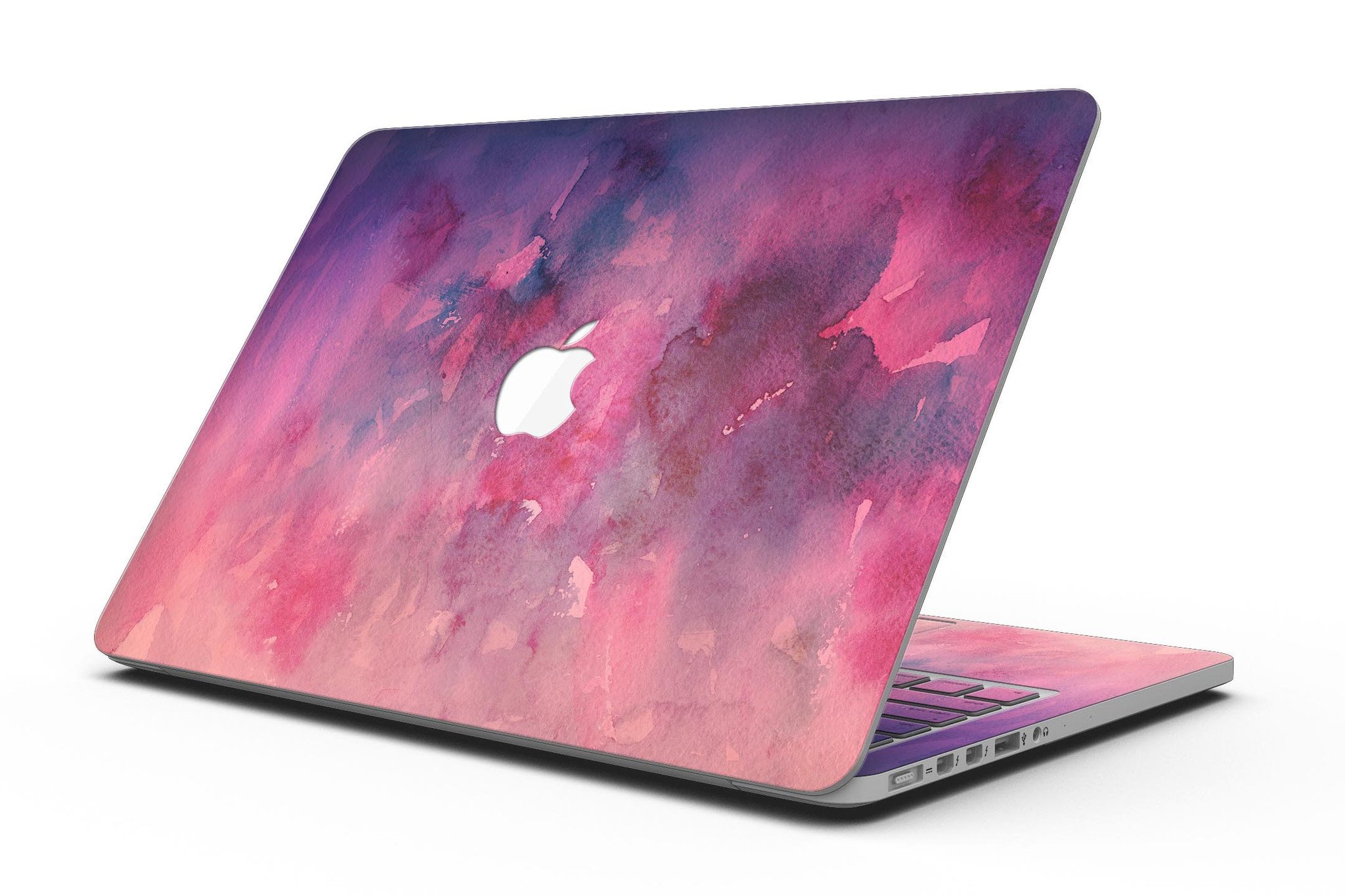 Dark Pink 53 Absorbed Watercolor Texture skin for MacBook Pro with Retina Display, showcasing vibrant colors and a stylish design.