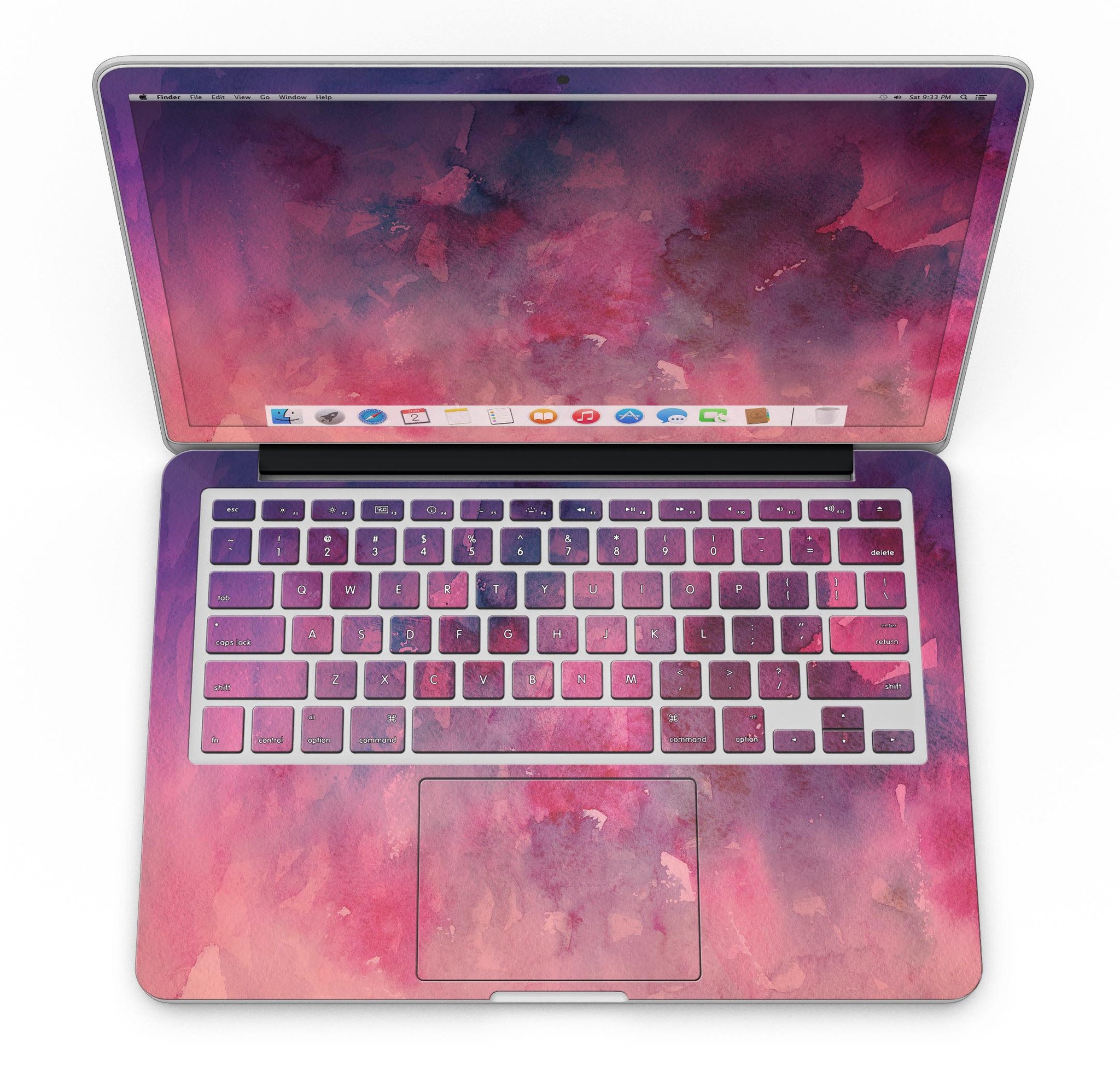 Dark Pink 53 Absorbed Watercolor Texture skin for MacBook Pro with Retina Display, showcasing vibrant colors and a stylish design.