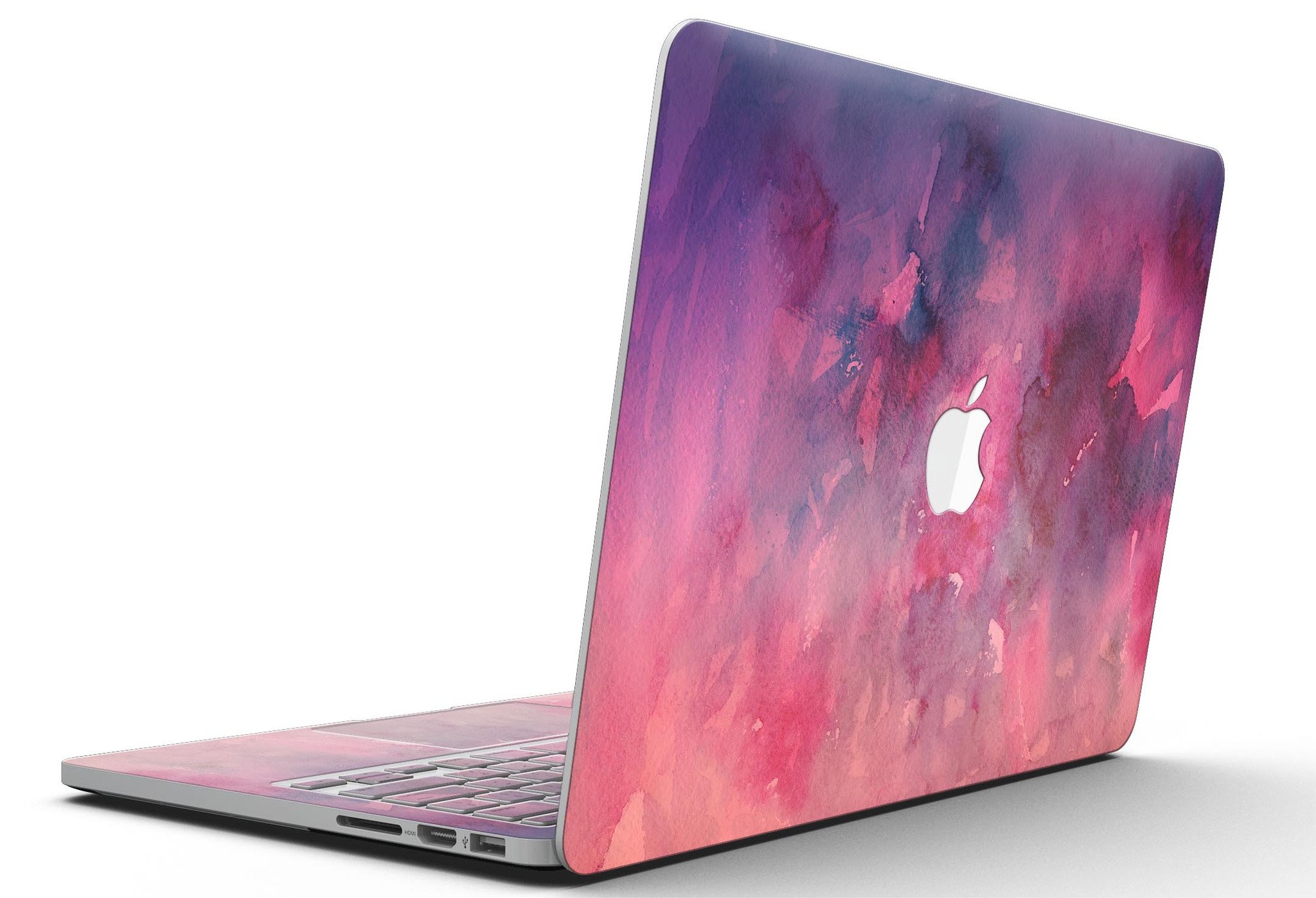 Dark Pink 53 Absorbed Watercolor Texture skin for MacBook Pro with Retina Display, showcasing vibrant colors and a stylish design.