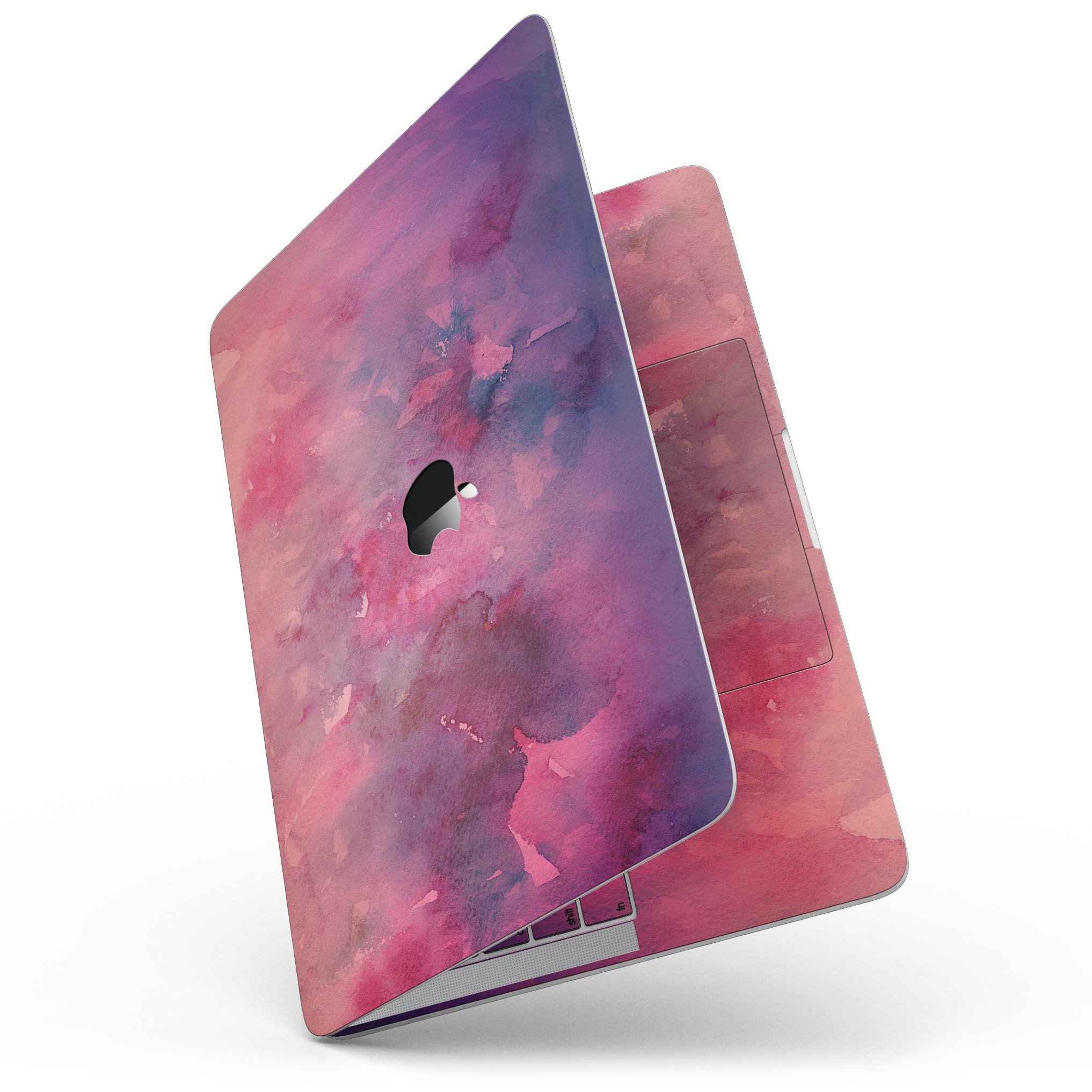 Dark Pink 53 Absorbed Watercolor Texture skin for MacBook Pro with Touch Bar, showcasing vibrant colors and a stylish design.