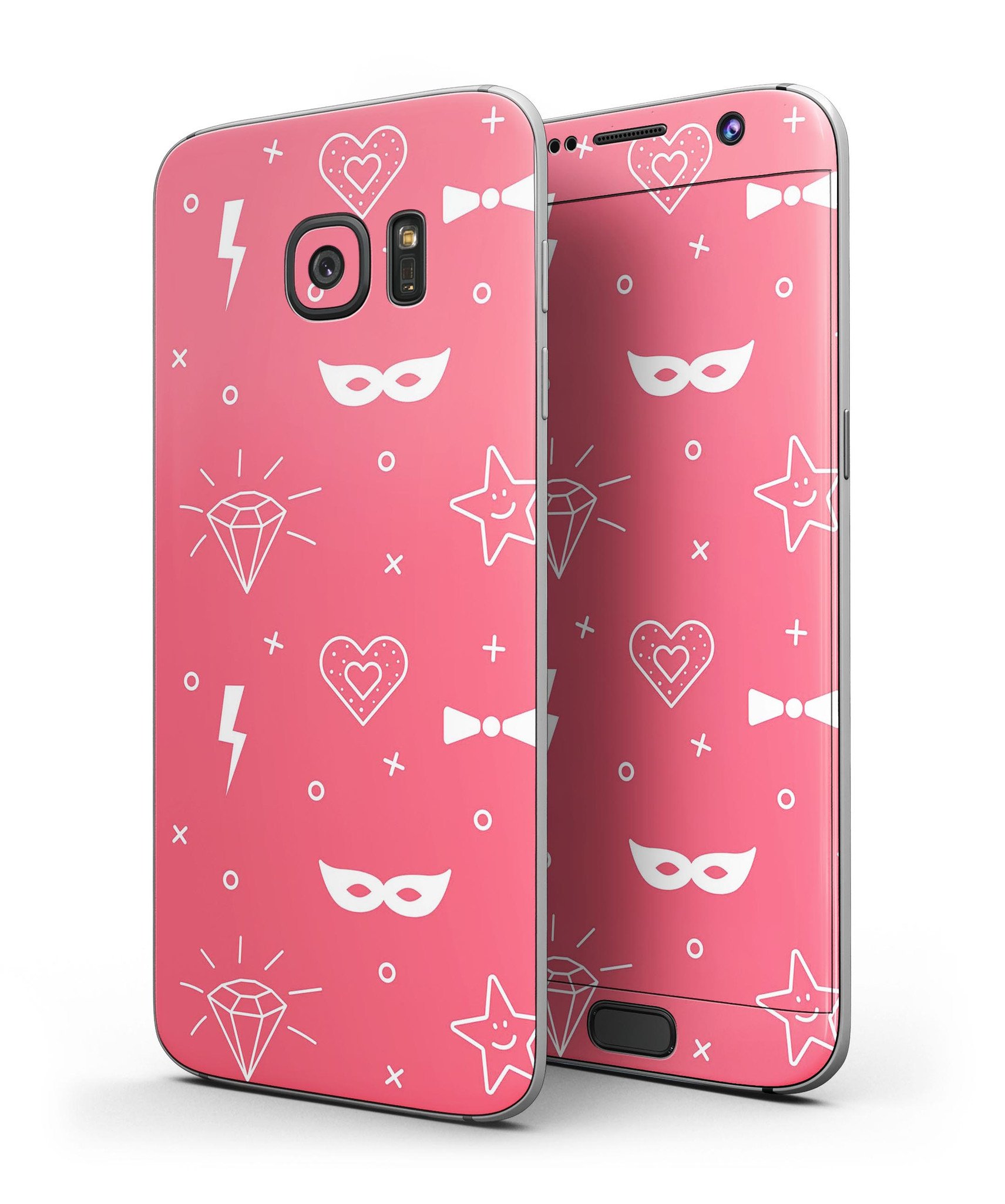 Dark Pink Doodles Full Body Skin-Kit for Samsung Galaxy S7/S7 Edge, showcasing vibrant doodle design and premium vinyl material.