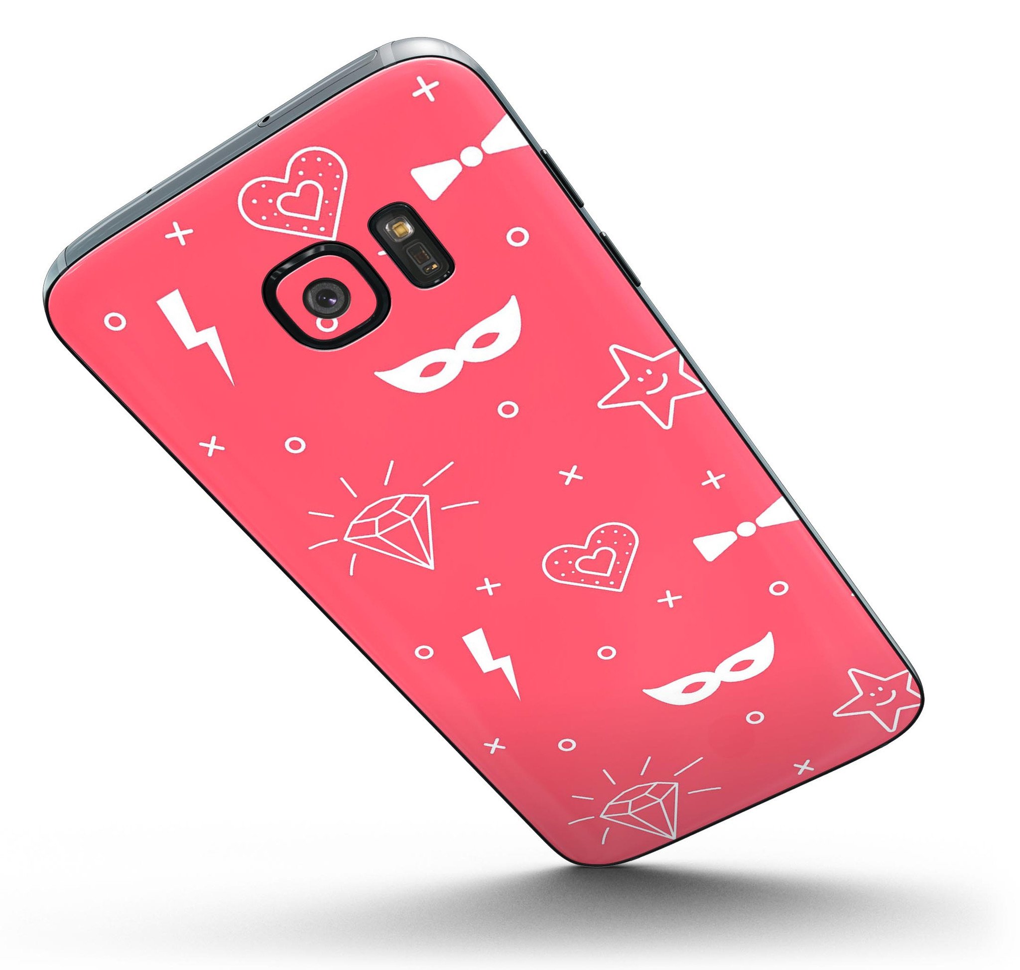 Dark Pink Doodles Full Body Skin-Kit for Samsung Galaxy S7/S7 Edge, showcasing vibrant doodle design and premium vinyl material.