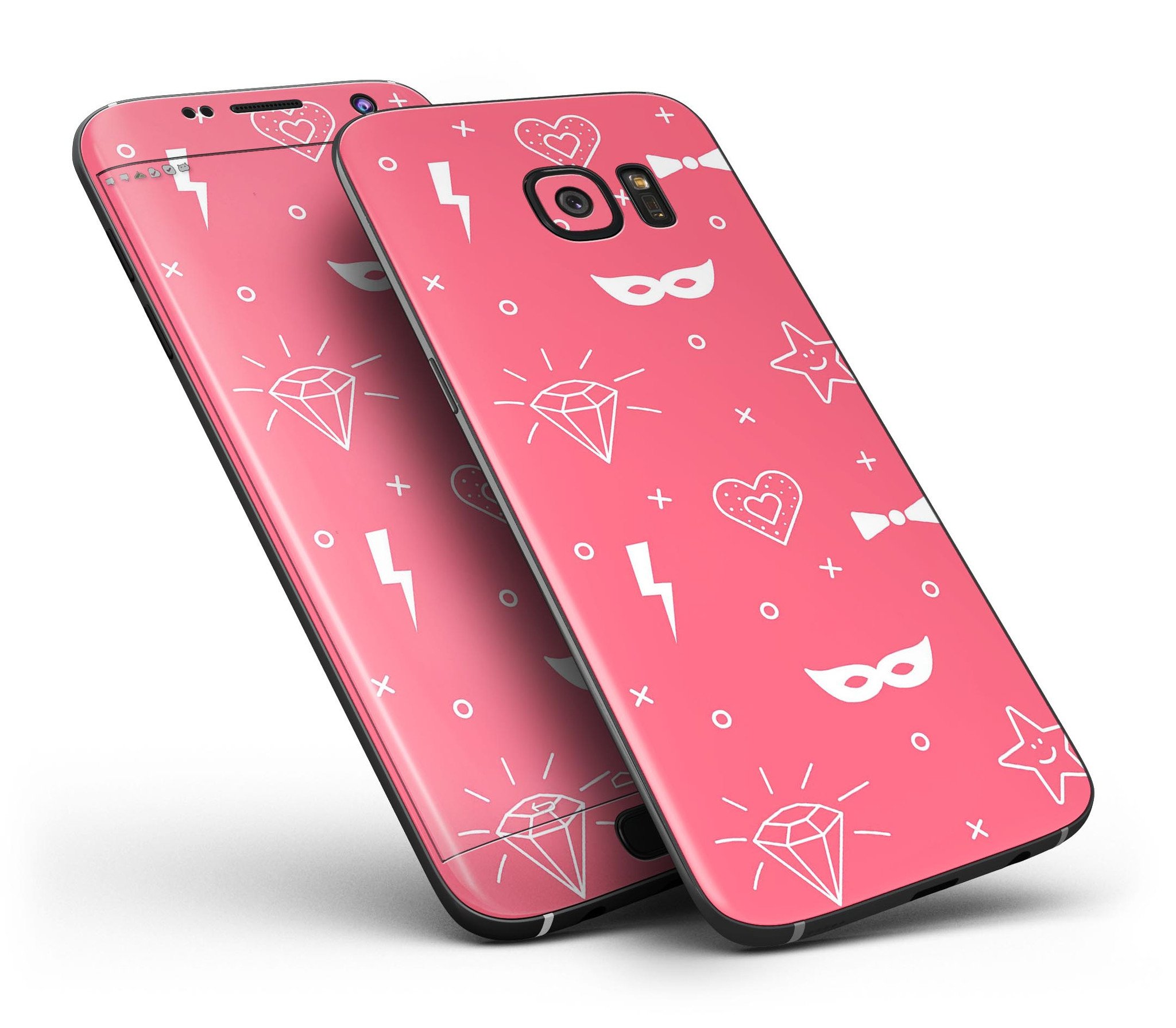 Dark Pink Doodles Full Body Skin-Kit for Samsung Galaxy S7/S7 Edge, showcasing vibrant doodle design and premium vinyl material.