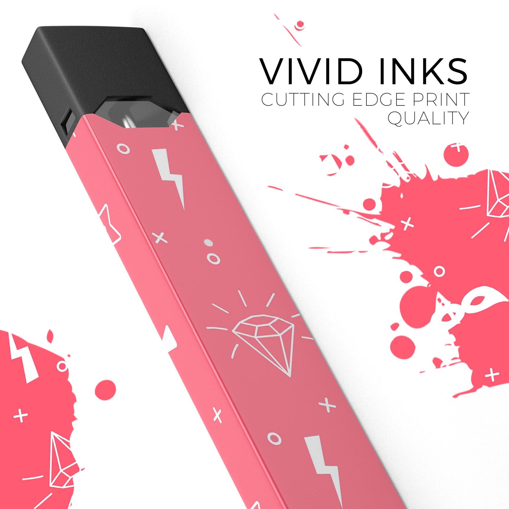 Dark Pink Doodles with Lightning skin-wrap for JUUL device, showcasing vibrant colors and unique design.