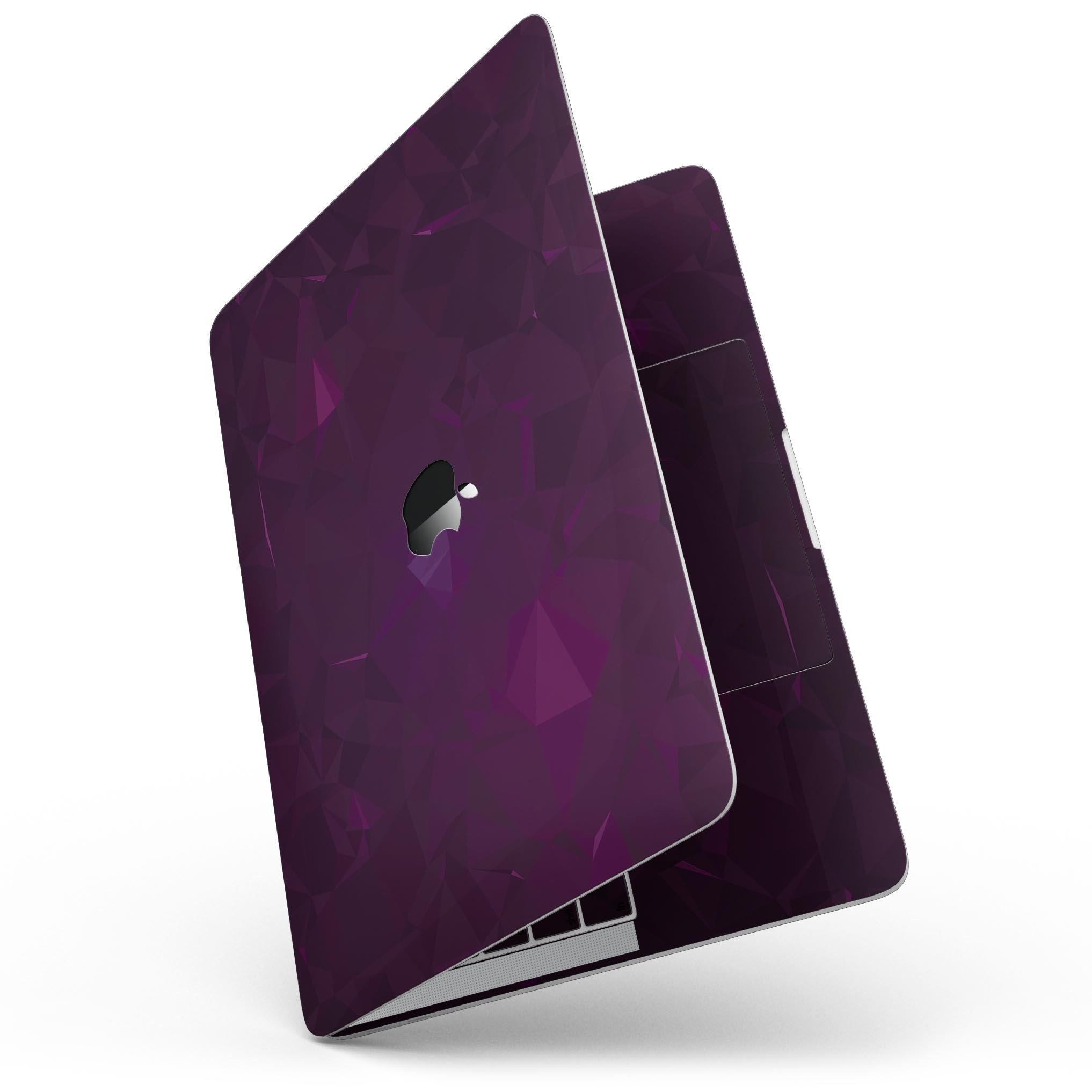 Dark Pink Geometric V16 skin kit for MacBook Pro with Touch Bar, showcasing vibrant geometric patterns and premium vinyl material.