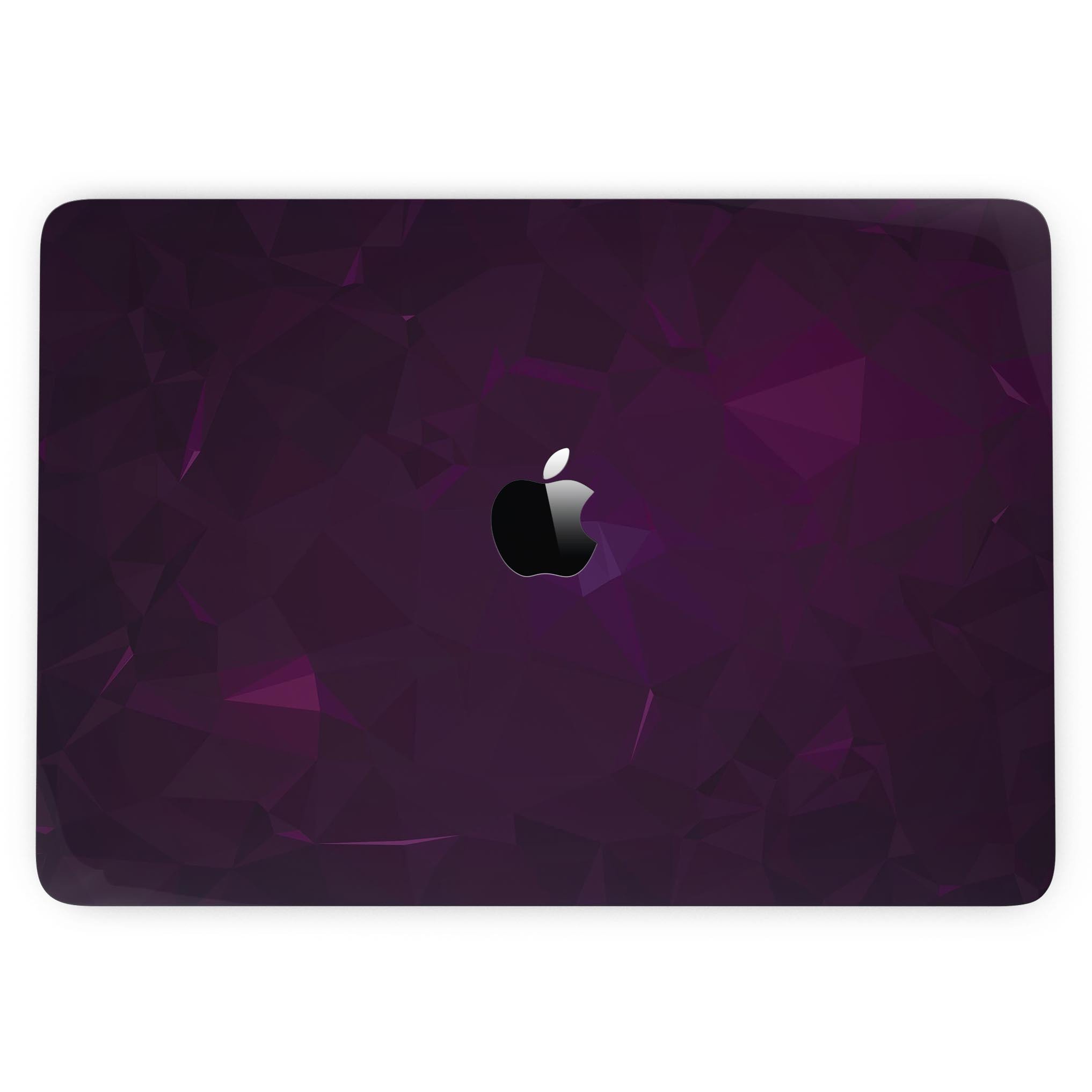 Dark Pink Geometric V16 skin kit for MacBook Pro with Touch Bar, showcasing vibrant geometric patterns and premium vinyl material.