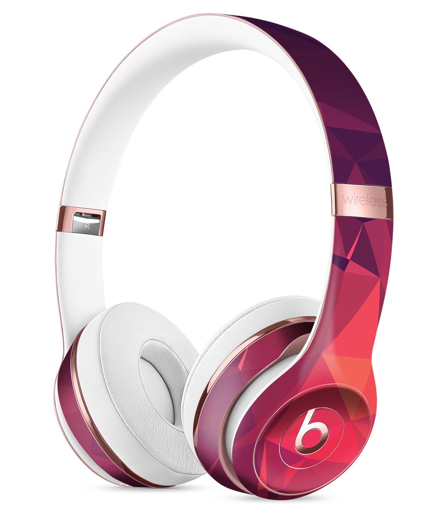 Dark Pink Geometric V19 Full-Body Skin Kit for Beats by Dre Solo 3, showcasing a stylish design that fits perfectly on the headphones.