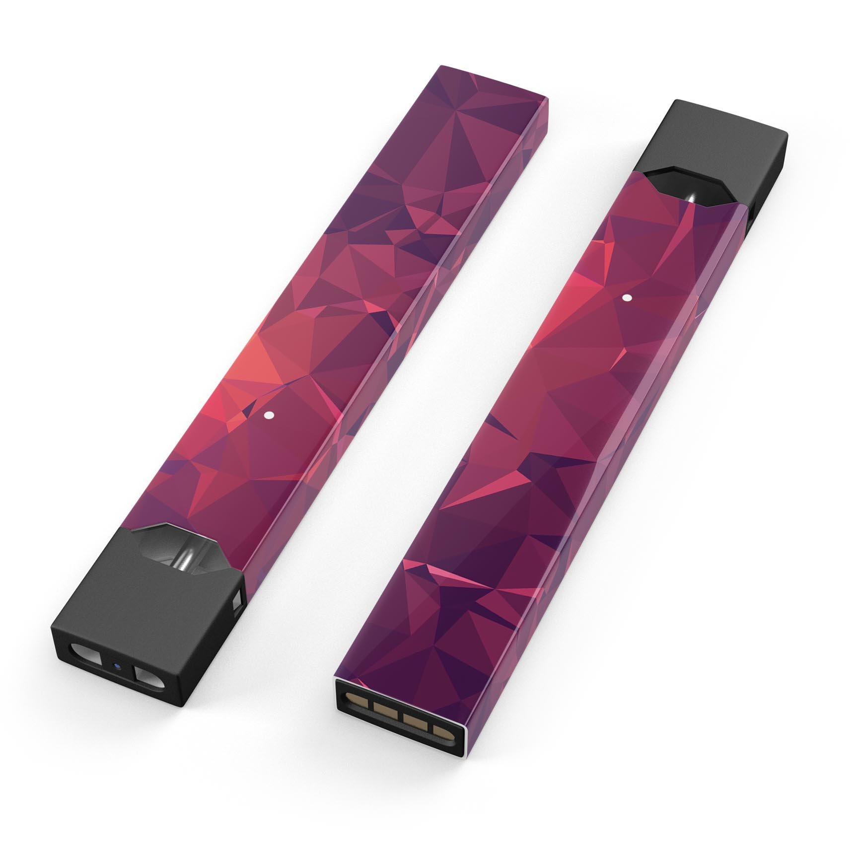 Dark Pink Geometric V19 skin-wrap sticker designed for JUUL vaping device, showcasing vibrant geometric patterns.