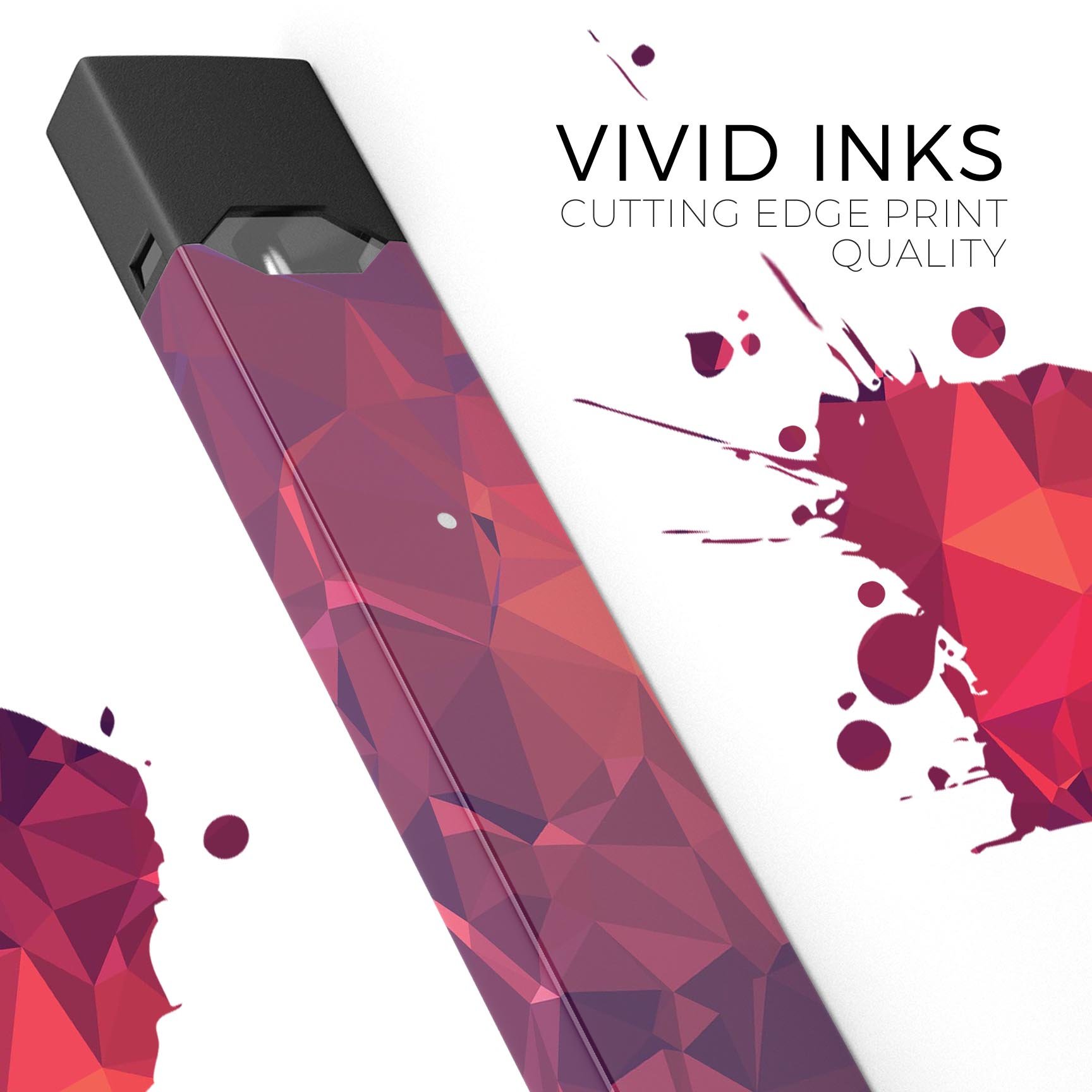 Dark Pink Geometric V19 skin-wrap sticker designed for JUUL vaping device, showcasing vibrant geometric patterns.