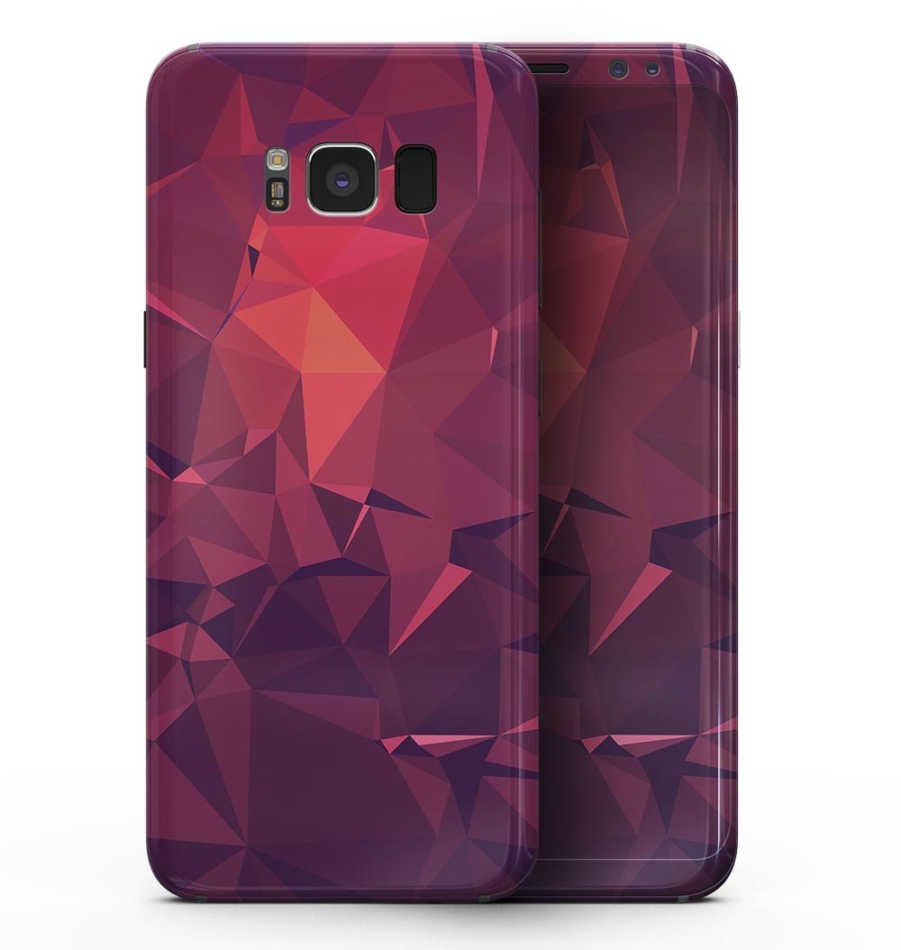 Dark Pink Geometric V19 skin for Samsung Galaxy S8, showcasing vibrant geometric patterns and a sleek design.