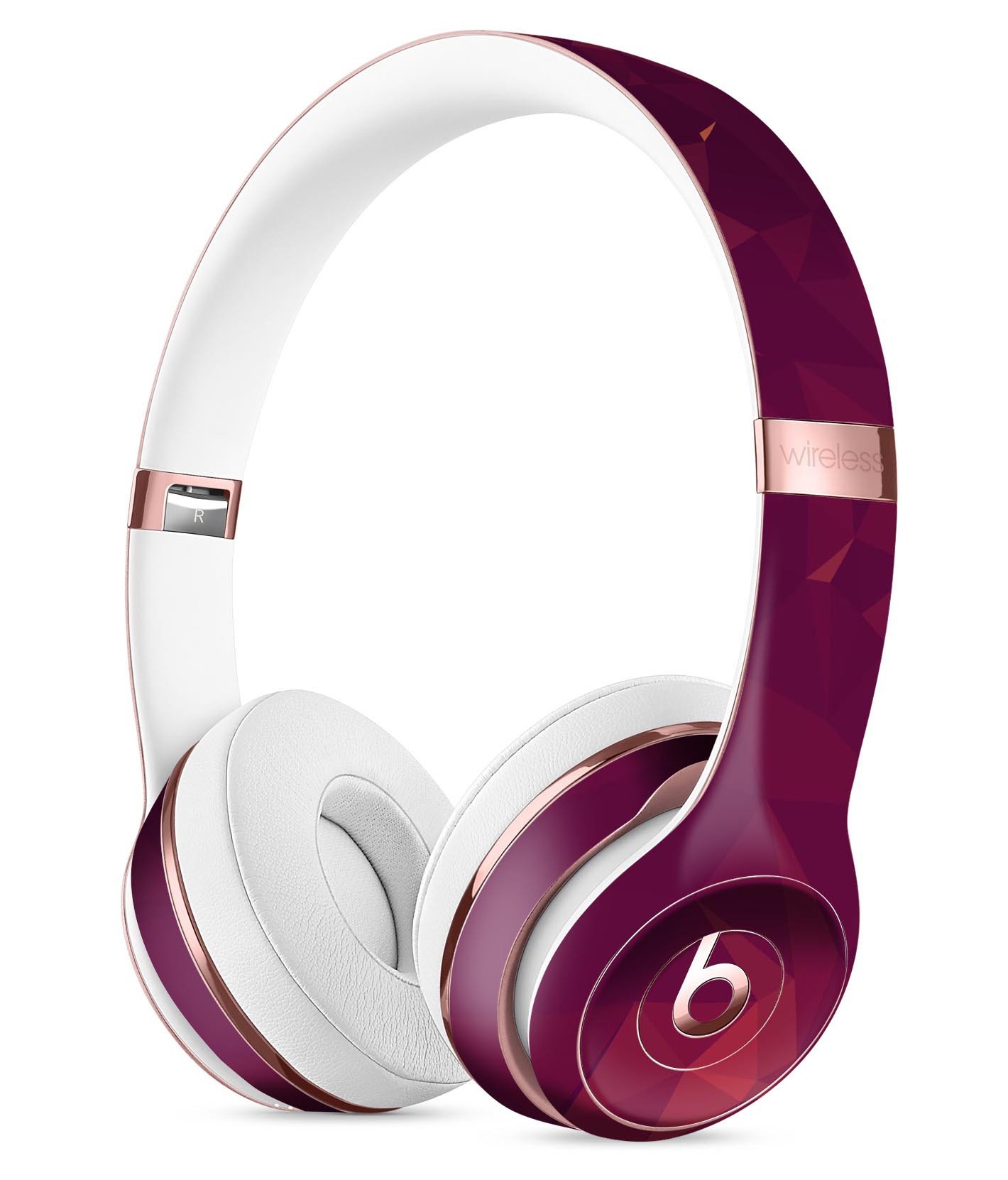 Dark Pink Geometric V3 Full-Body Skin Kit for Beats by Dre Solo 3, showcasing a stylish design that fits perfectly on the headphones.