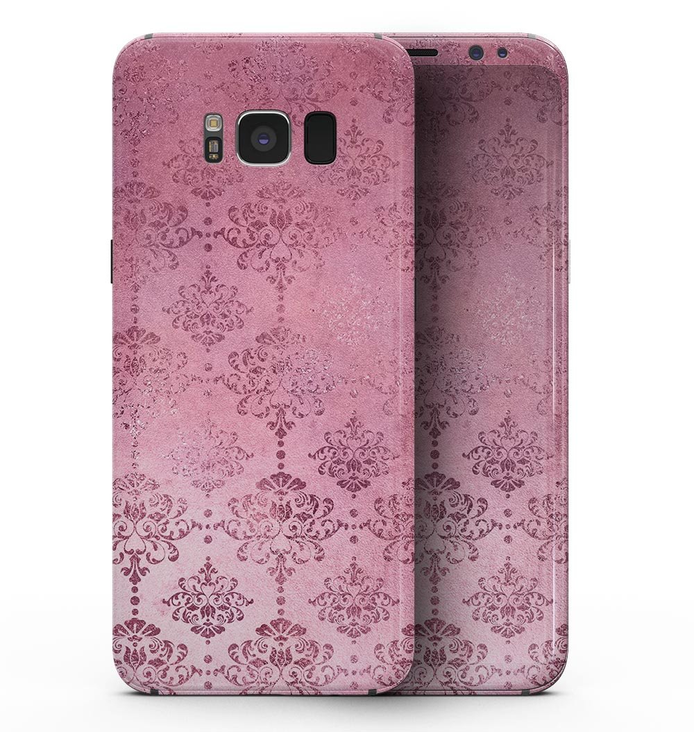 Dark Pink Royal Over Pattern skin for Samsung Galaxy S8, showcasing vibrant design and precise cut for a perfect fit.