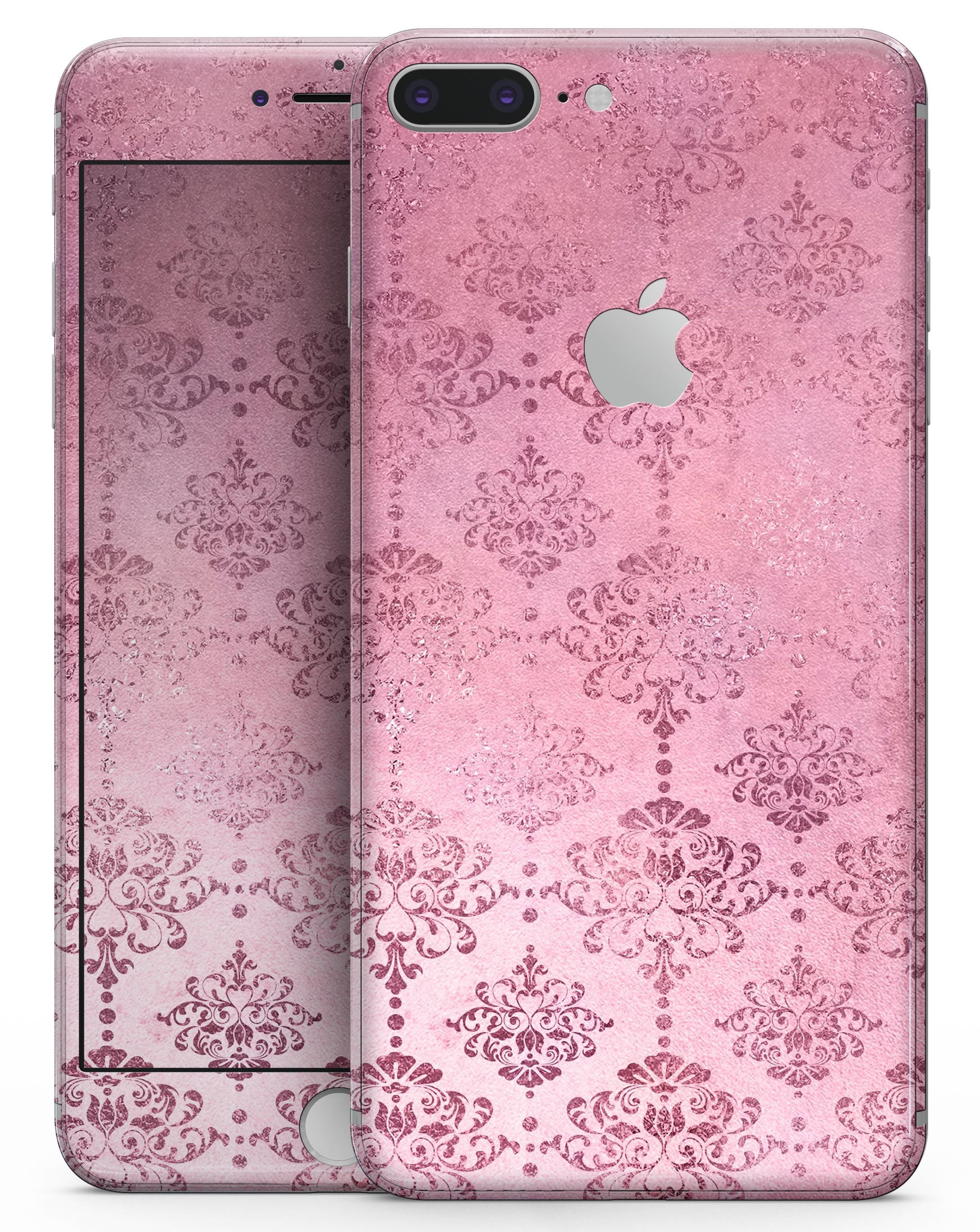 Dark Pink Royal Over Pattern skin for iPhone 8 and 8 Plus, showcasing vibrant colors and premium vinyl material.