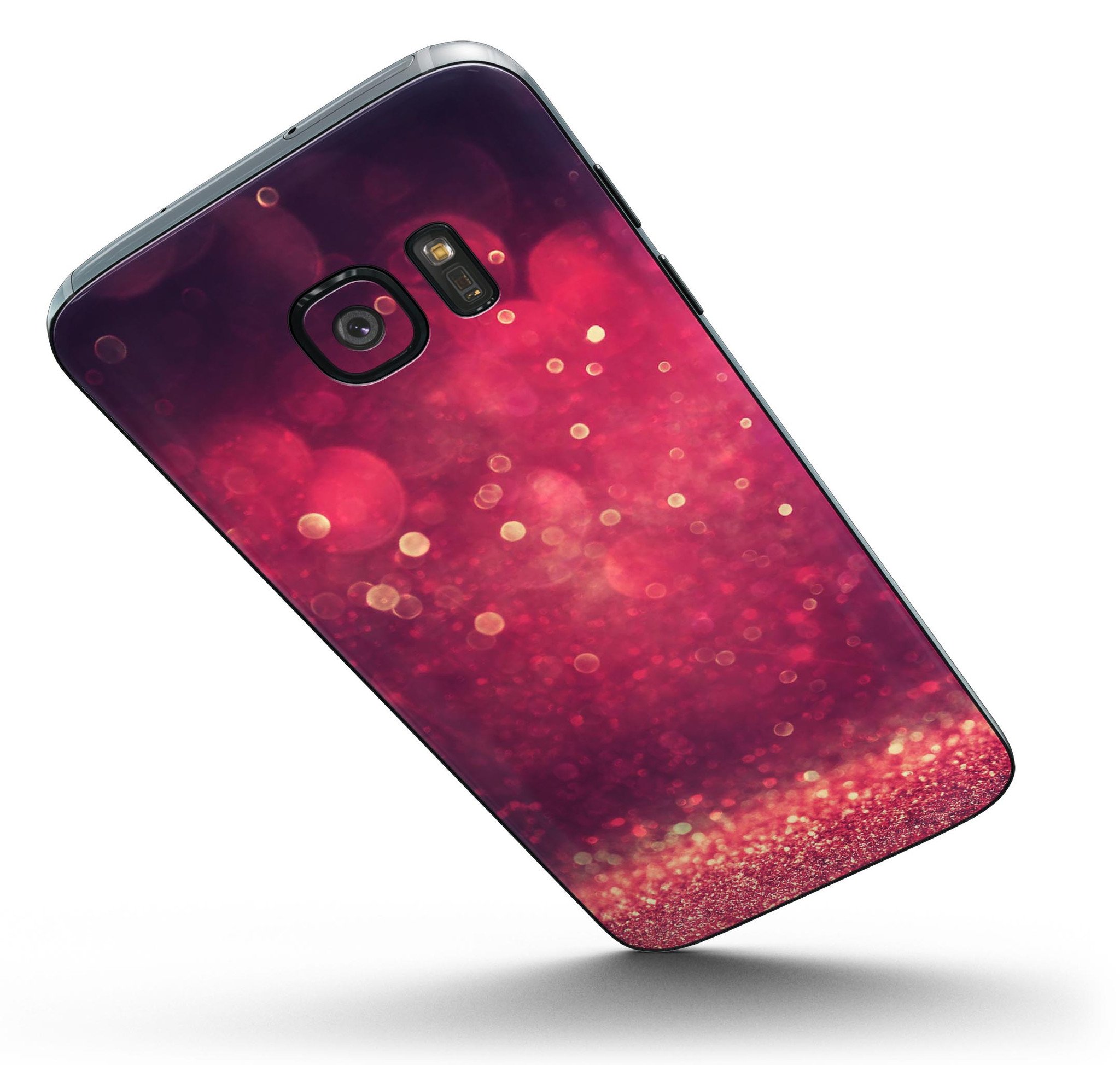 Dark Pink Shimmering Orbs of Light skin kit for Samsung Galaxy S7 and S7 Edge, showcasing vibrant colors and a stylish design.