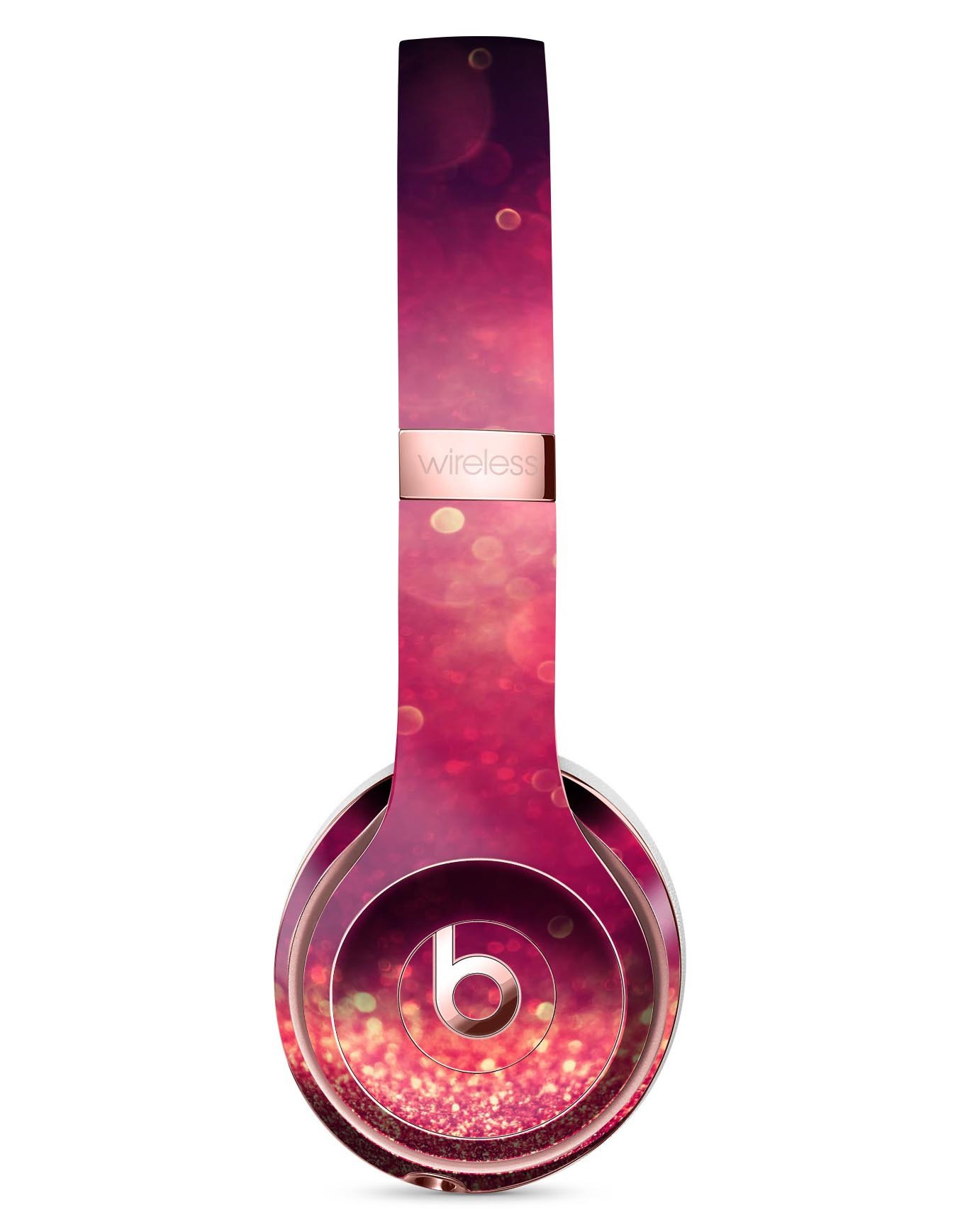 Dark Pink Shimmering Orbs of Light Skin Kit for Beats by Dre Solo 3 Wireless Headphones, showcasing vibrant colors and a stylish design.