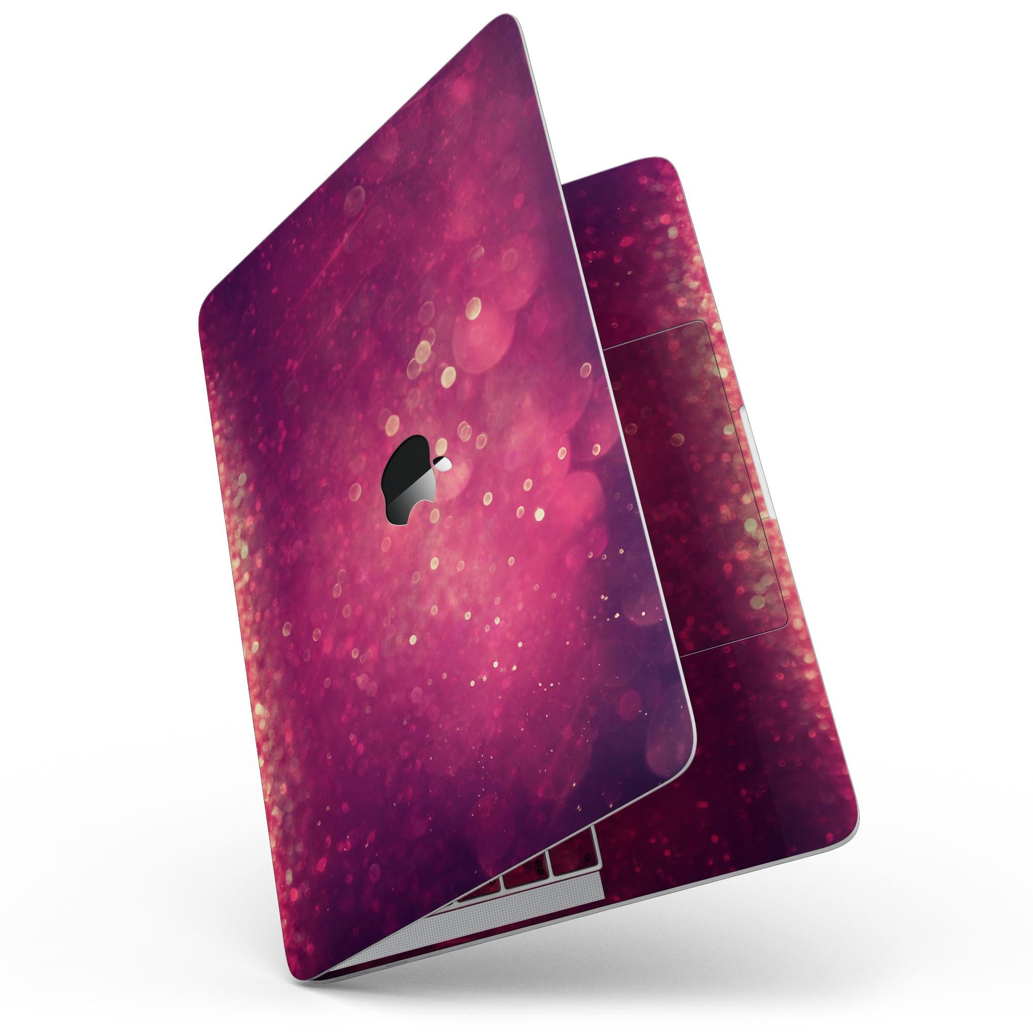 Dark Pink Shimmering Orbs of Light skin for MacBook Pro with Touch Bar, showcasing a vibrant design that adds style and protection.