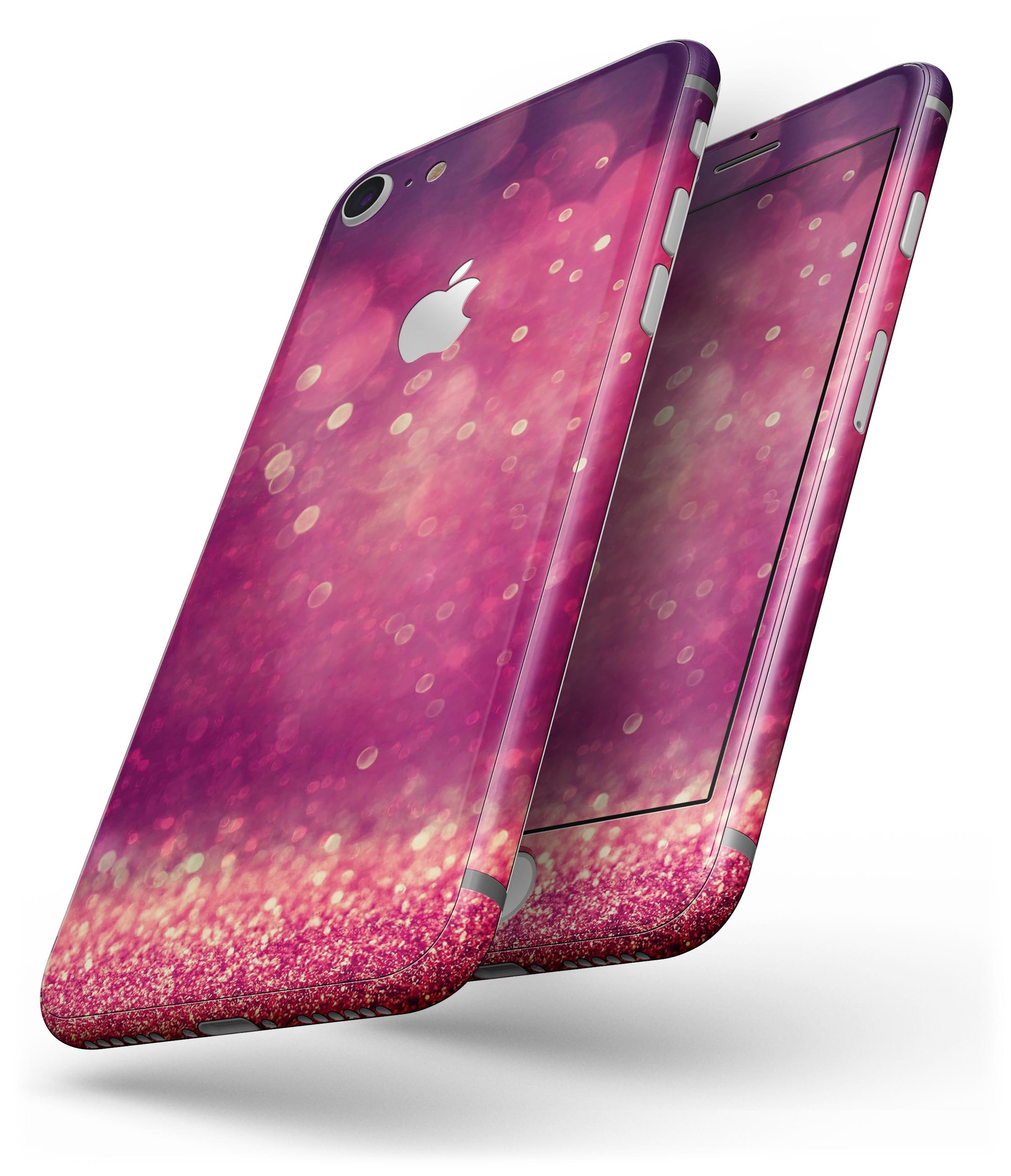 Dark Pink Shimmering Orbs of Light skin for iPhone 8 or 8 Plus, showcasing a vibrant design with a glossy finish.