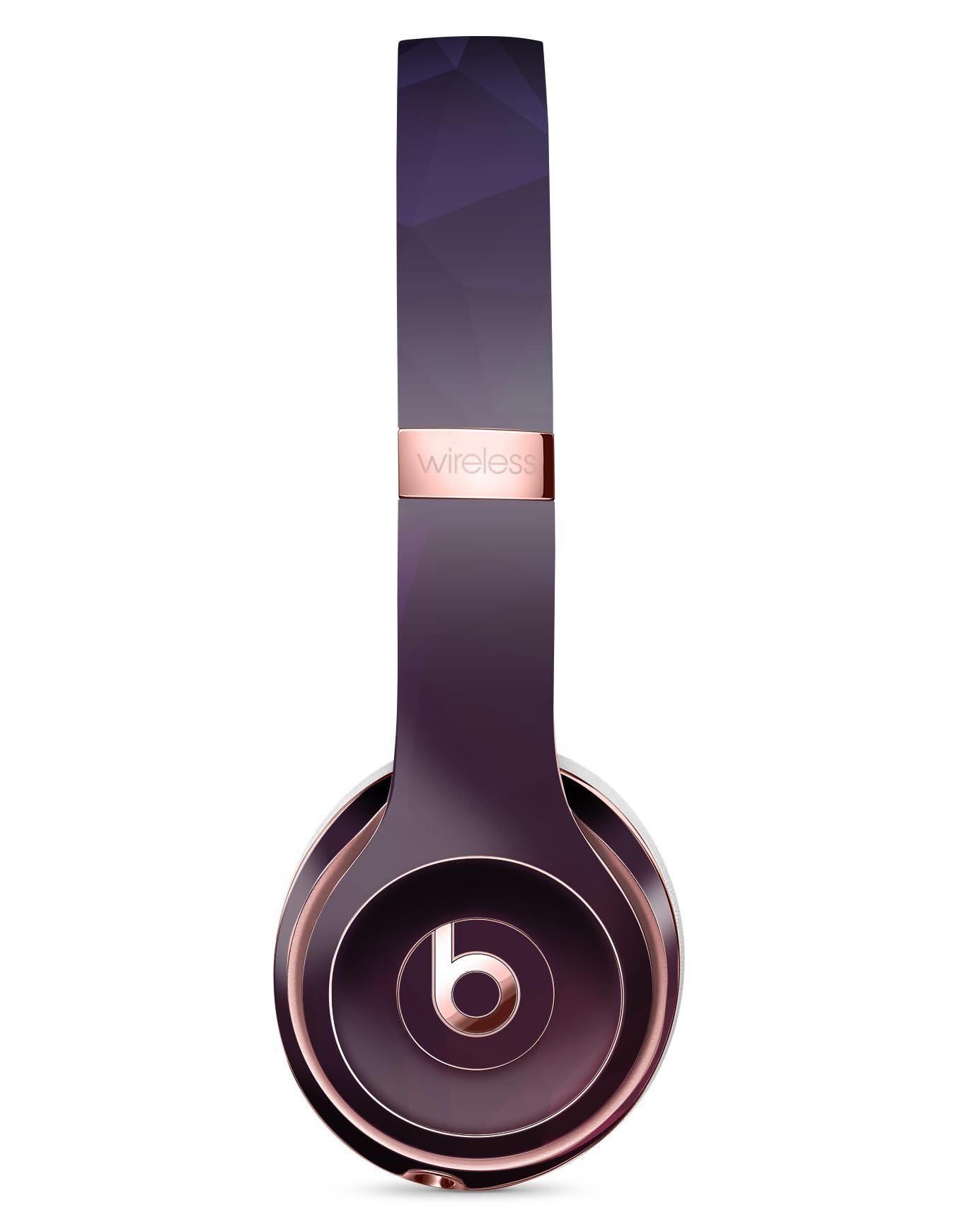 Dark purple and pink geometric shapes skin kit for Beats by Dre Solo 3 Wireless Headphones, showcasing vibrant colors and unique design.