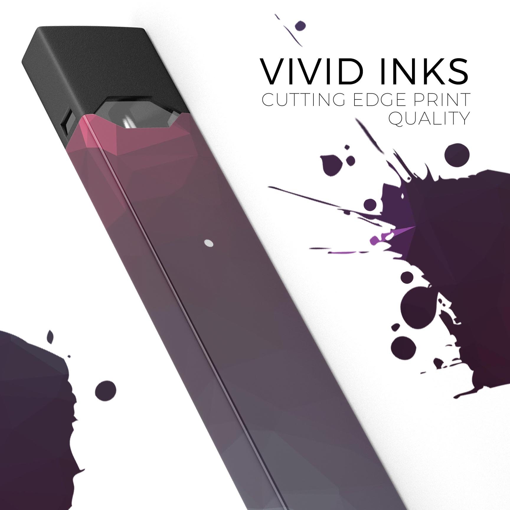 Dark Purple and Pink Geometric Shapes decal skin for JUUL vaping device, showcasing vibrant colors and geometric patterns.