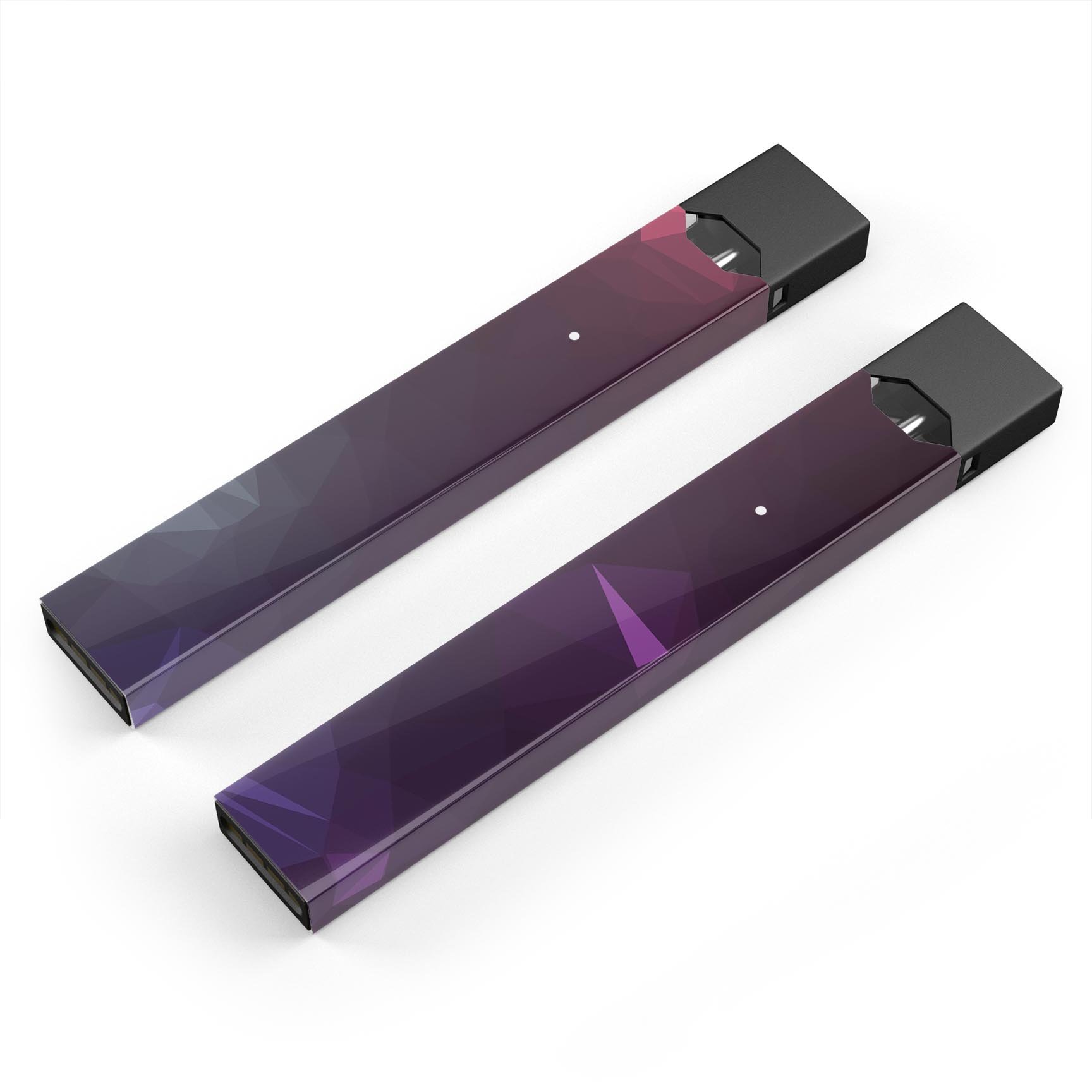 Dark Purple and Pink Geometric Shapes decal skin for JUUL vaping device, showcasing vibrant colors and geometric patterns.