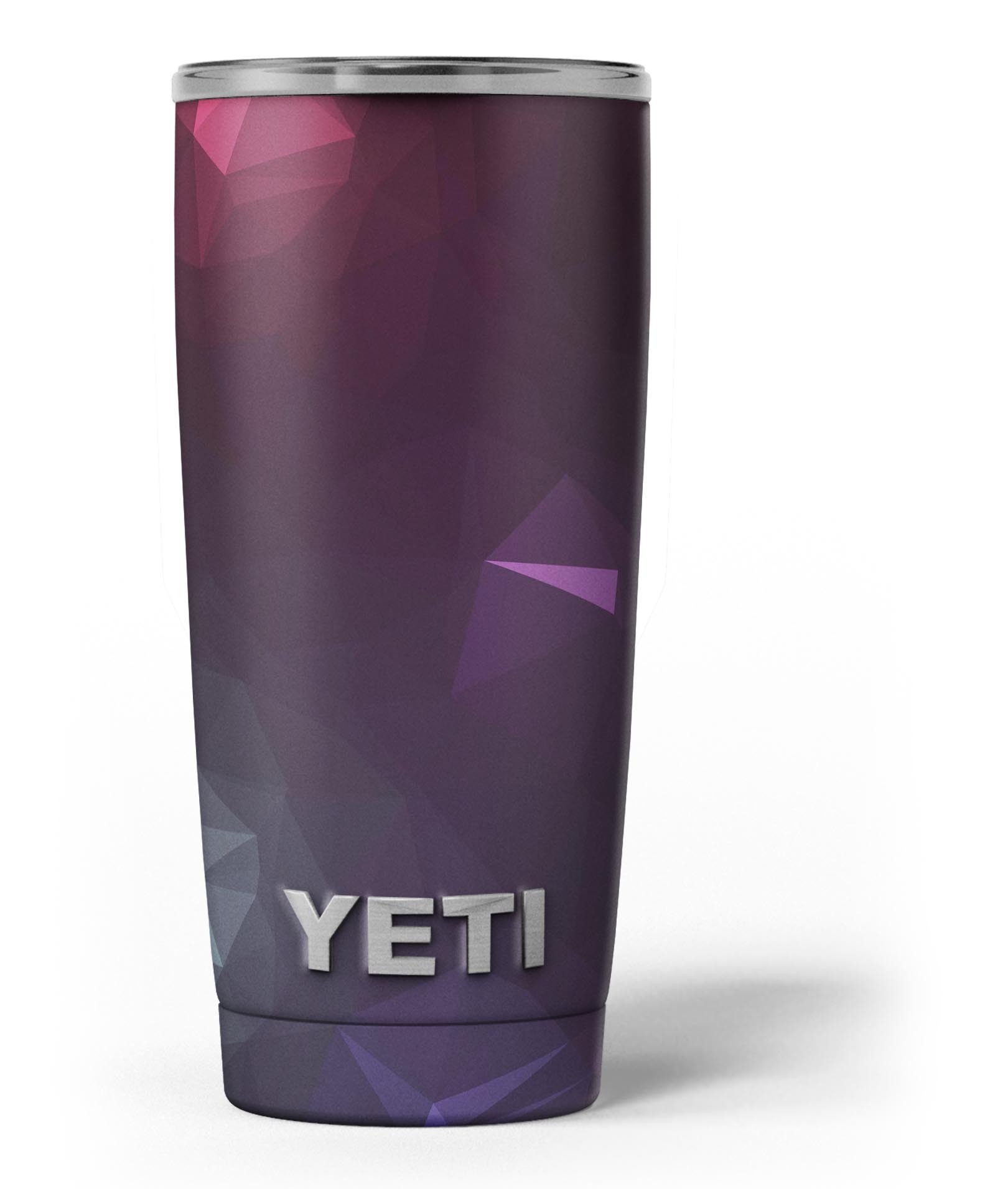 Dark purple and pink geometric shapes skin decal vinyl wrap kit for Yeti Cooler, showcasing a stylish design and premium quality.