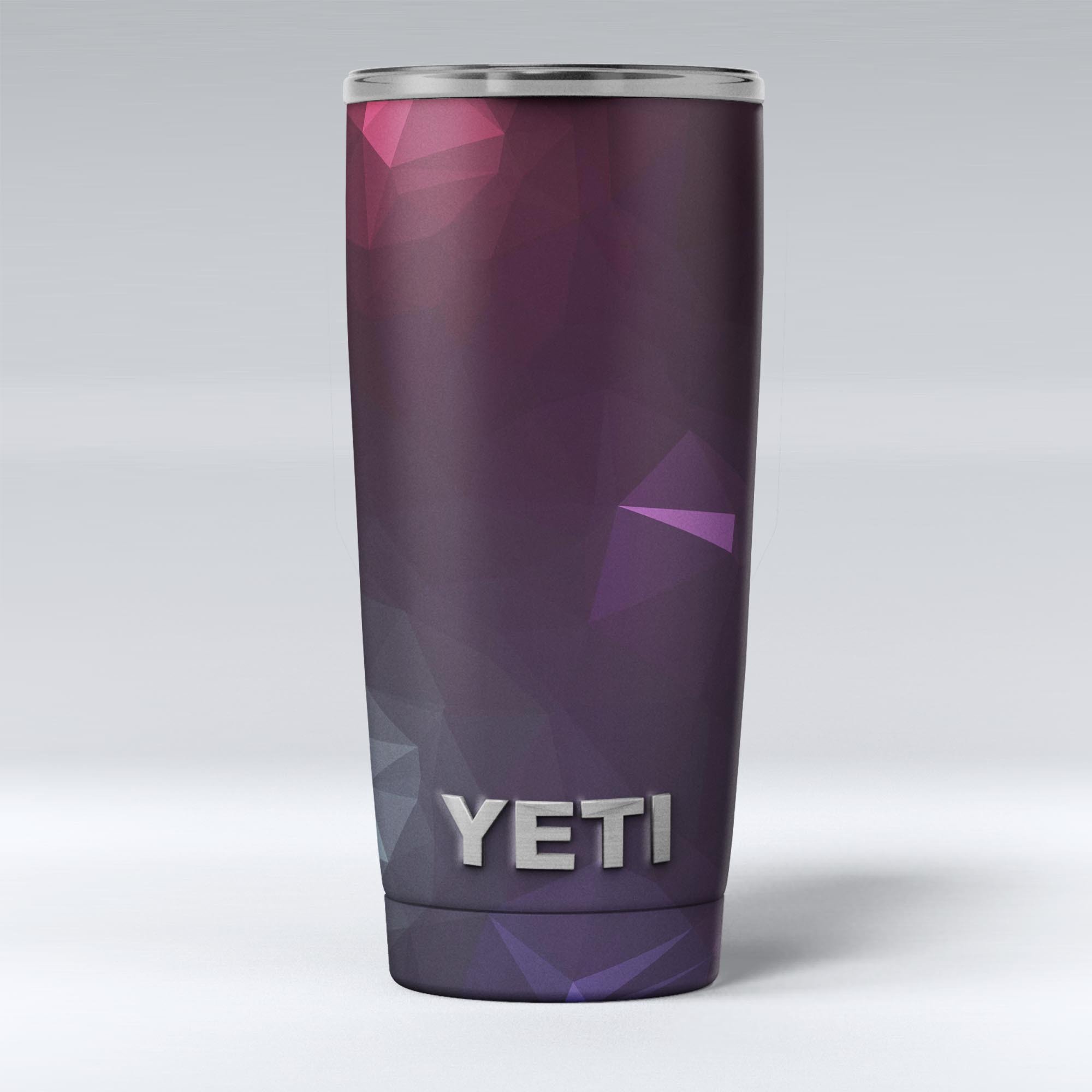 Dark purple and pink geometric shapes skin decal vinyl wrap kit for Yeti Cooler, showcasing a stylish design and premium quality.