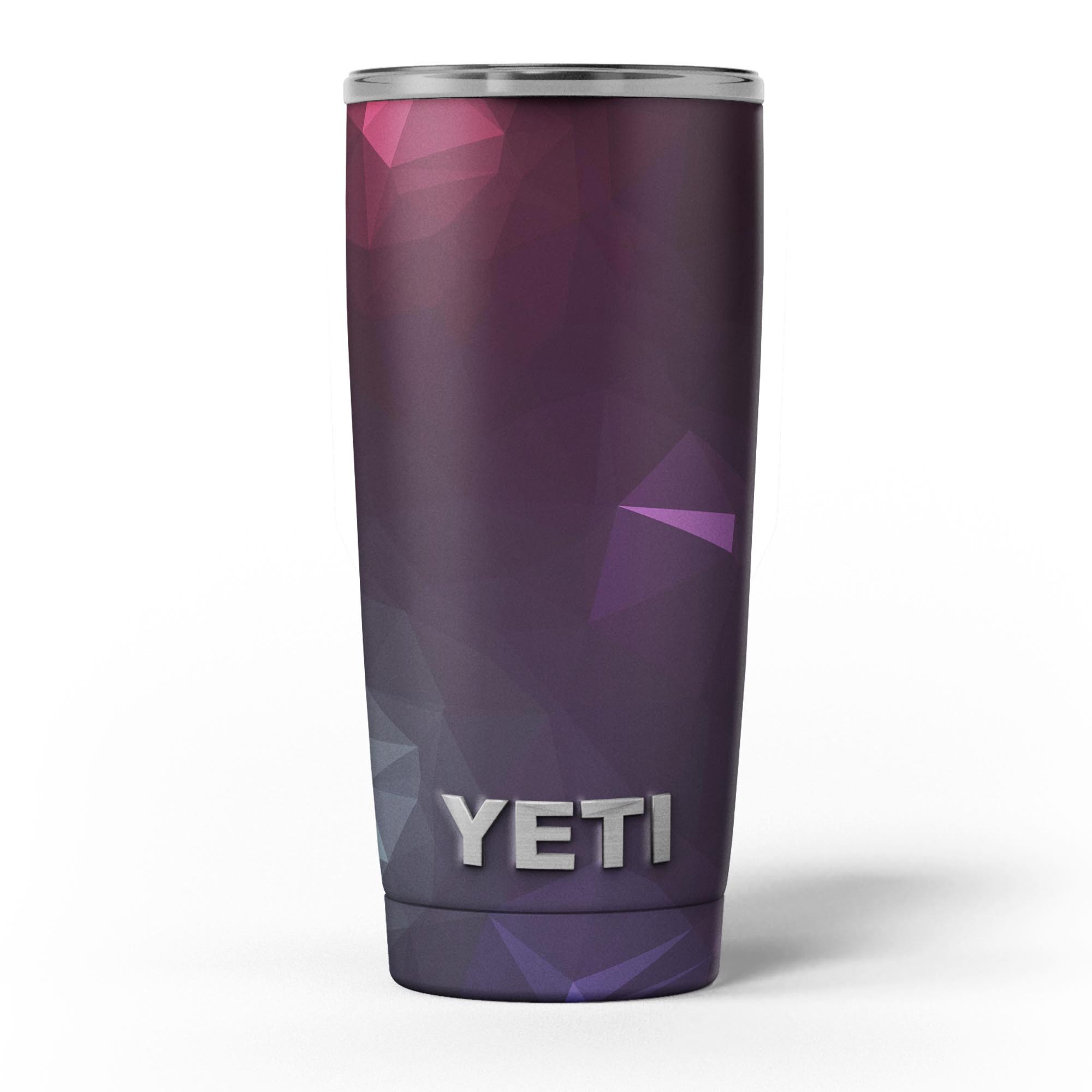 Dark purple and pink geometric shapes skin decal vinyl wrap kit for Yeti Cooler, showcasing a stylish design and premium quality.