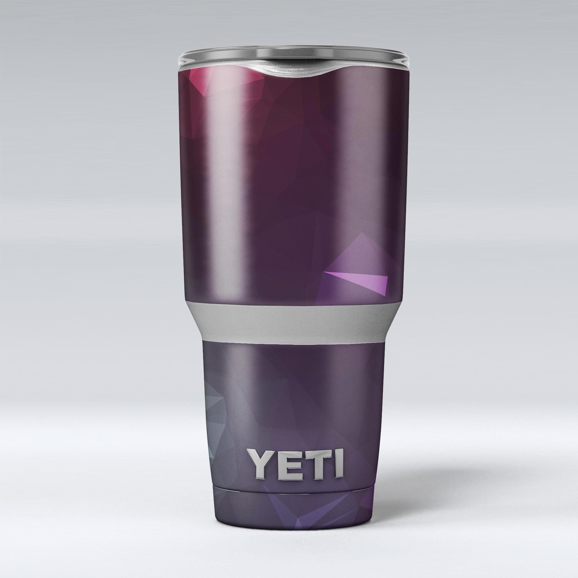 Dark purple and pink geometric shapes skin decal vinyl wrap kit for Yeti Cooler, showcasing a stylish design and premium quality.