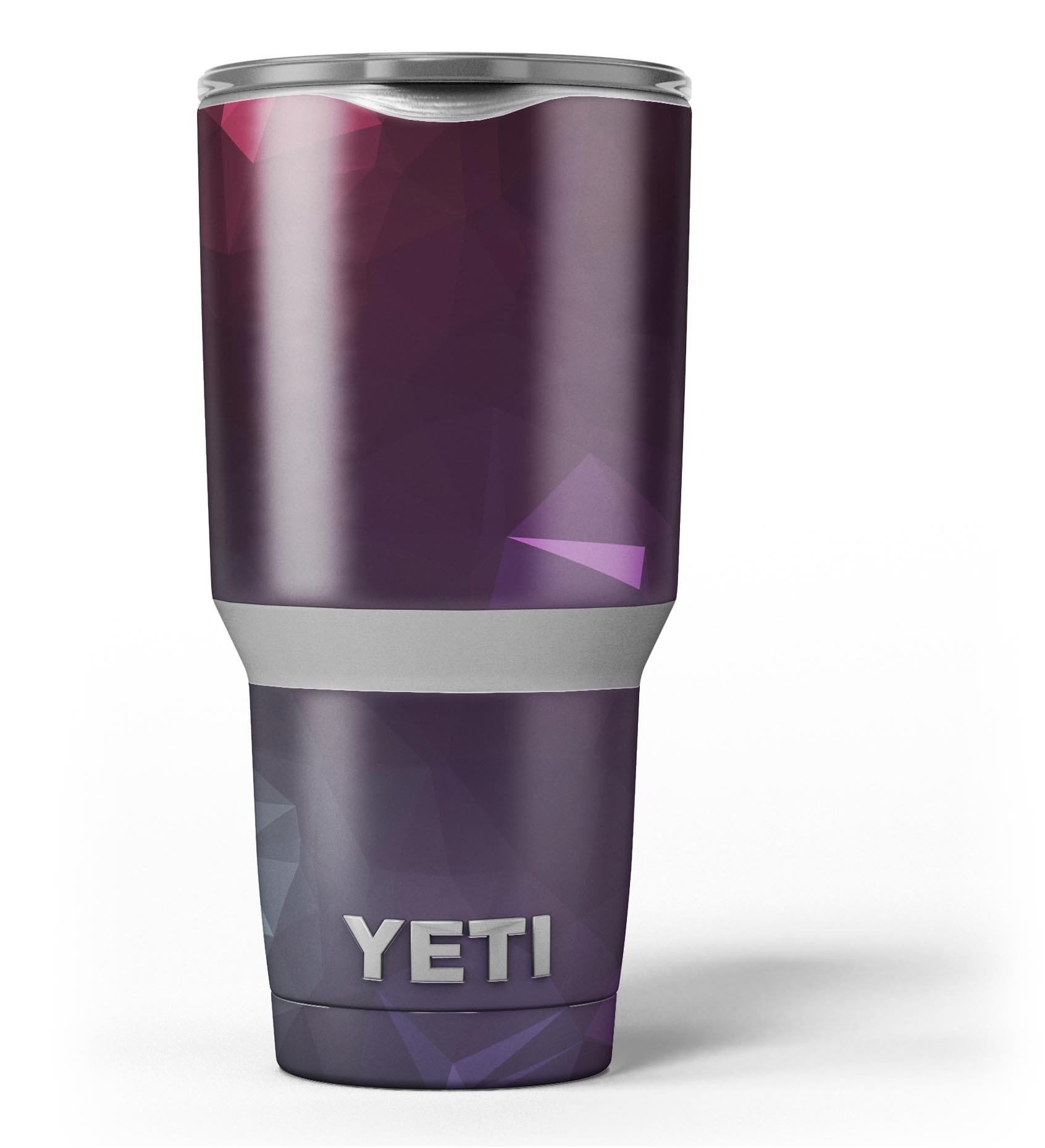 Dark purple and pink geometric shapes skin decal vinyl wrap kit for Yeti Cooler, showcasing a stylish design and premium quality.