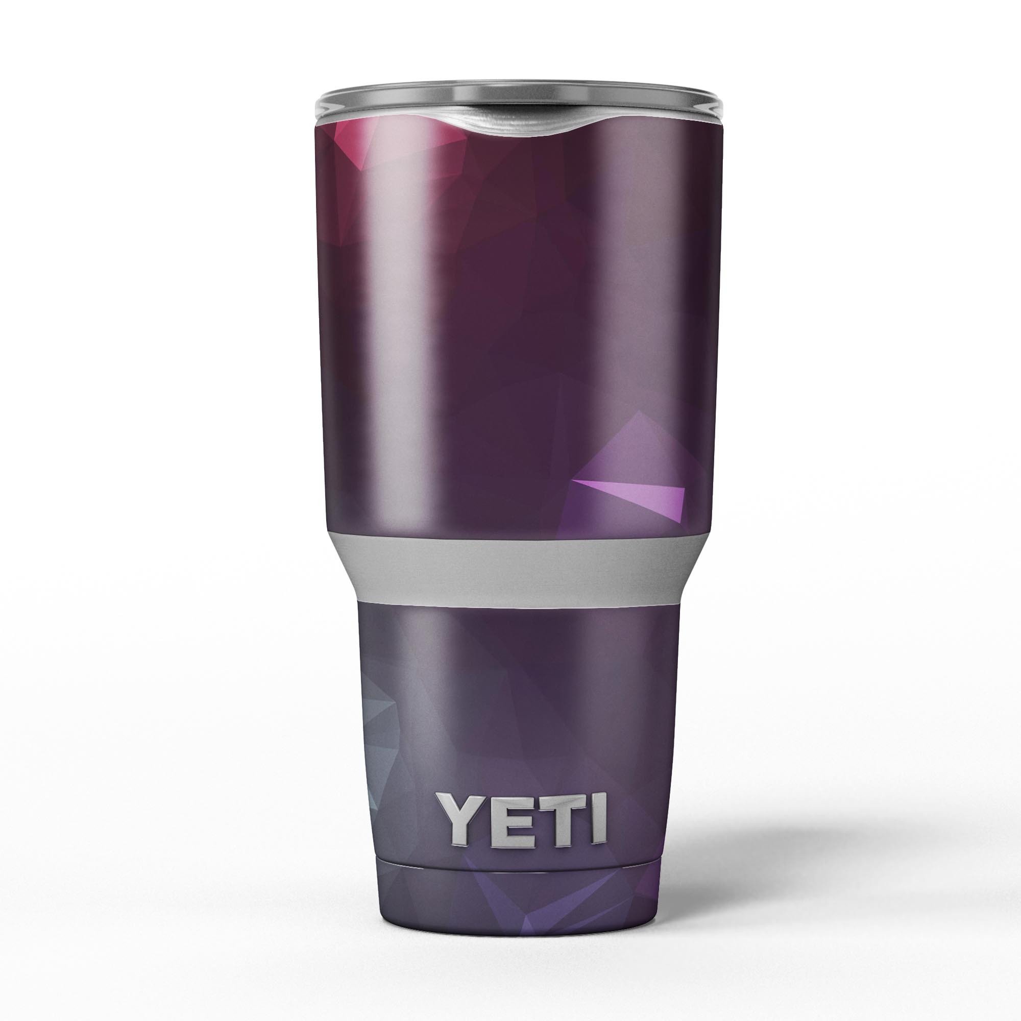 Dark purple and pink geometric shapes skin decal vinyl wrap kit for Yeti Cooler, showcasing a stylish design and premium quality.