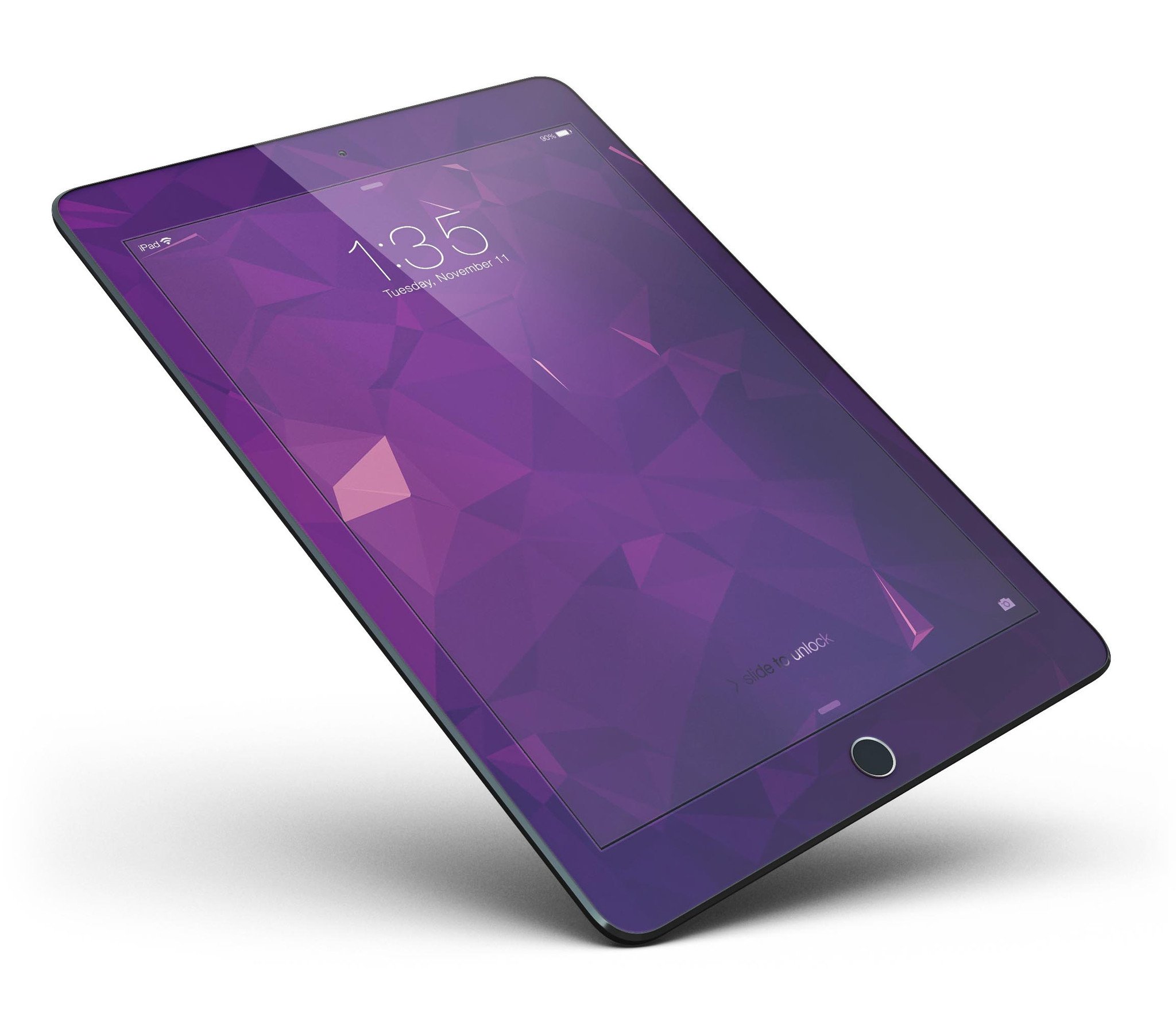 Dark Purple Geometric V15 Full Body Skin for iPad Pro, showcasing a stylish design with a premium vinyl finish.