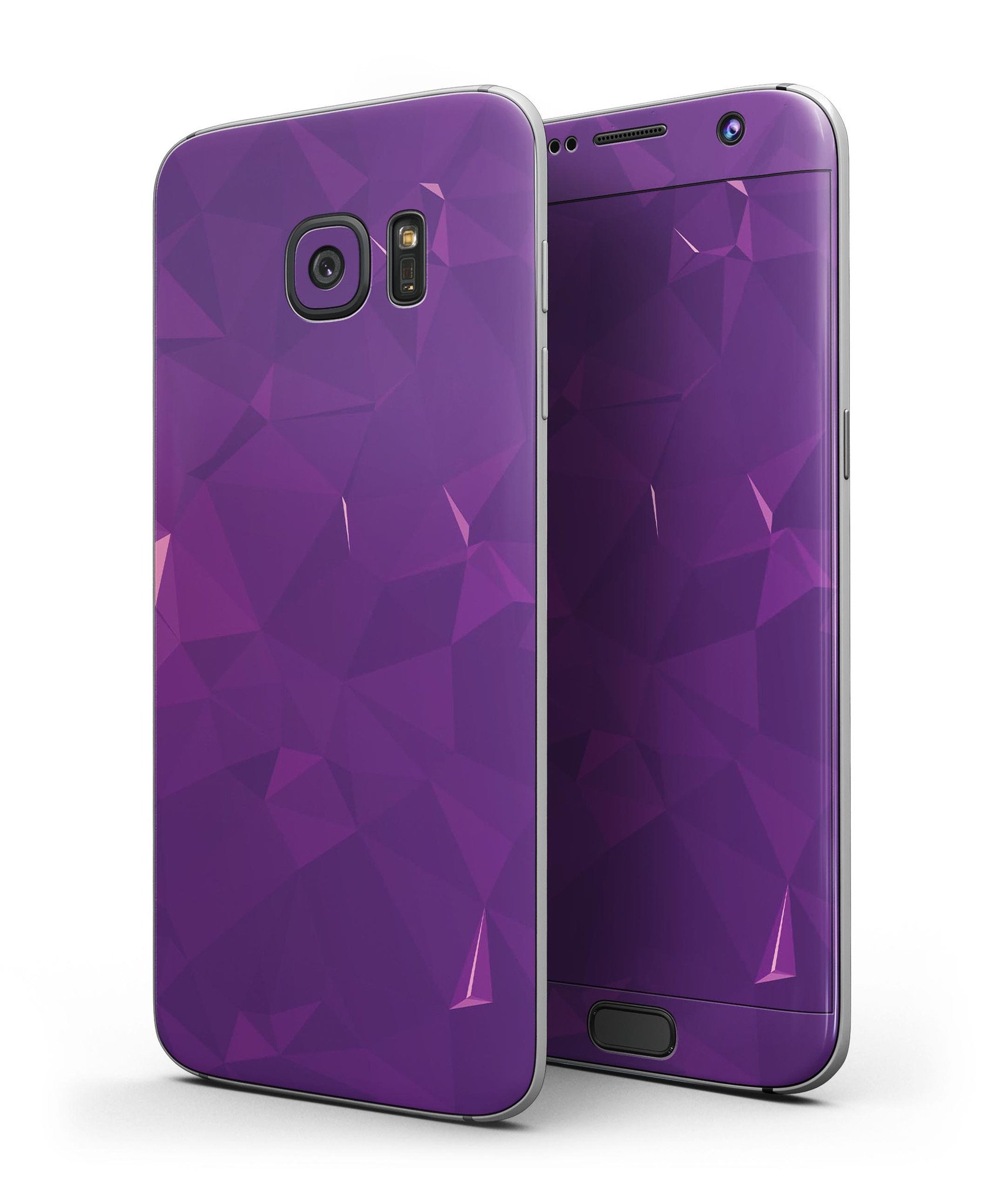 Dark Purple Geometric V15 skin kit for Samsung Galaxy S7 and S7 Edge, showcasing a stylish geometric design with a premium vinyl finish.