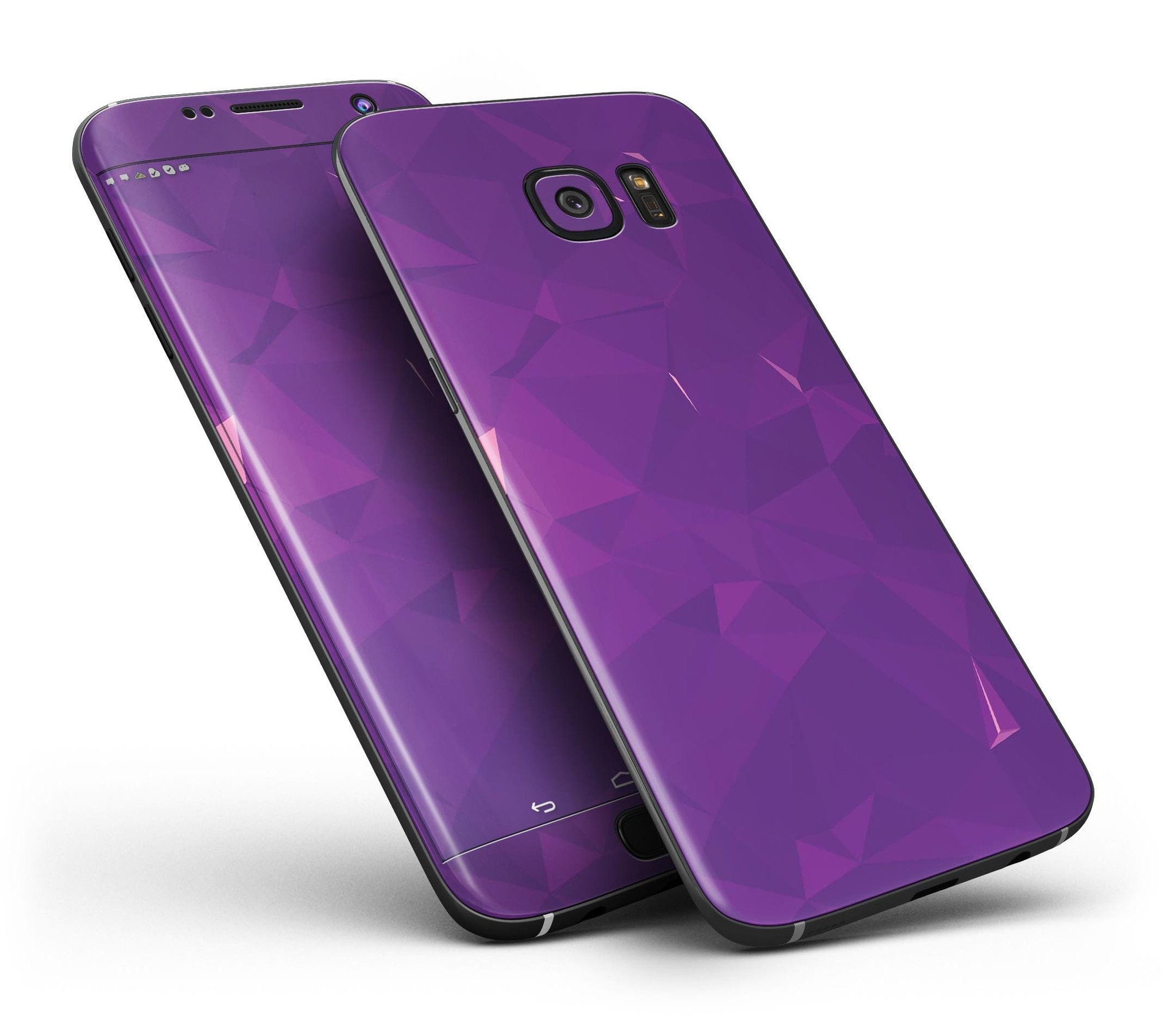 Dark Purple Geometric V15 skin kit for Samsung Galaxy S7 and S7 Edge, showcasing a stylish geometric design with a premium vinyl finish.