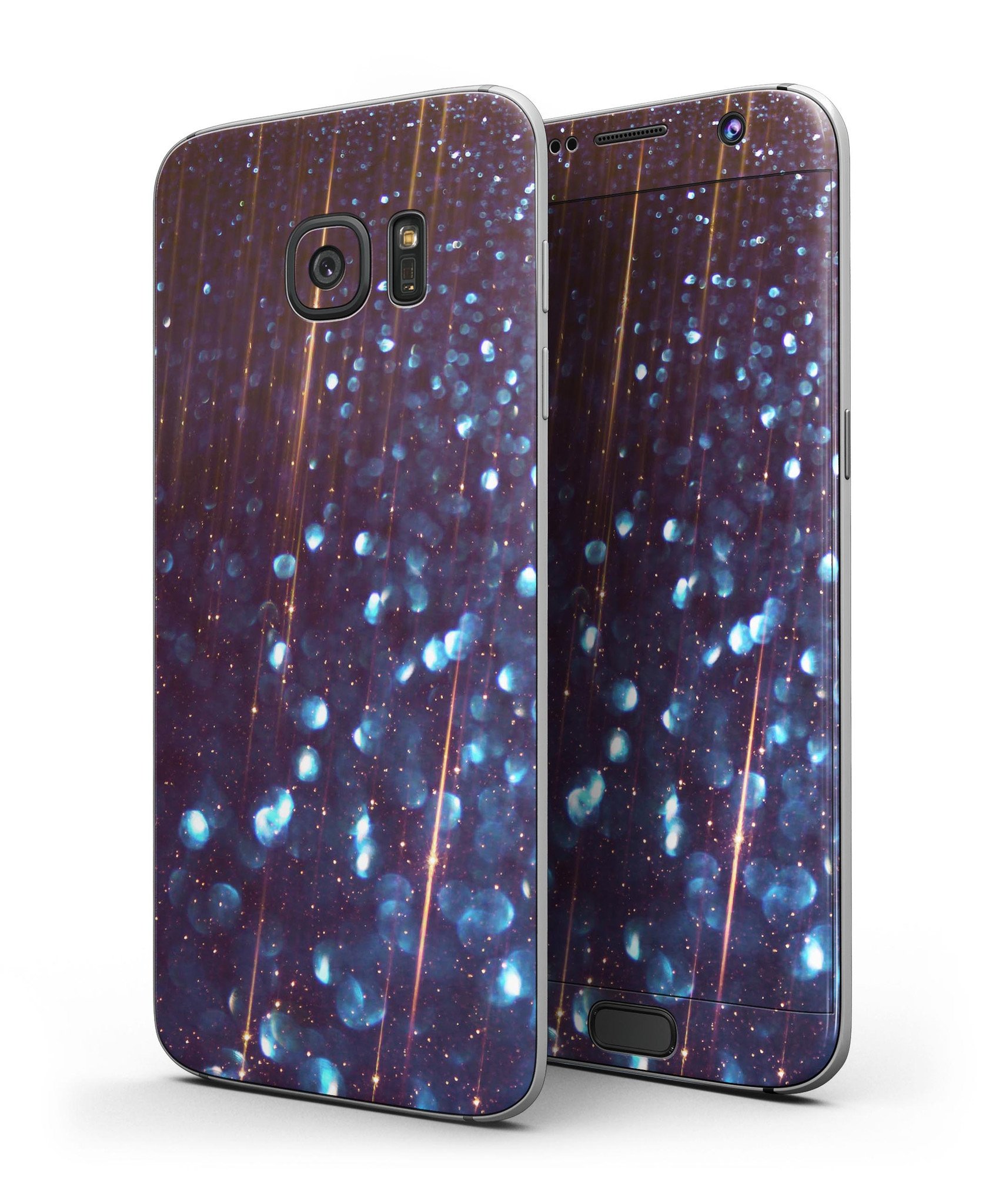 Dark Radiant Orbs of Blue skin kit for Samsung Galaxy S7/S7 Edge, showcasing vibrant colors and premium vinyl material.