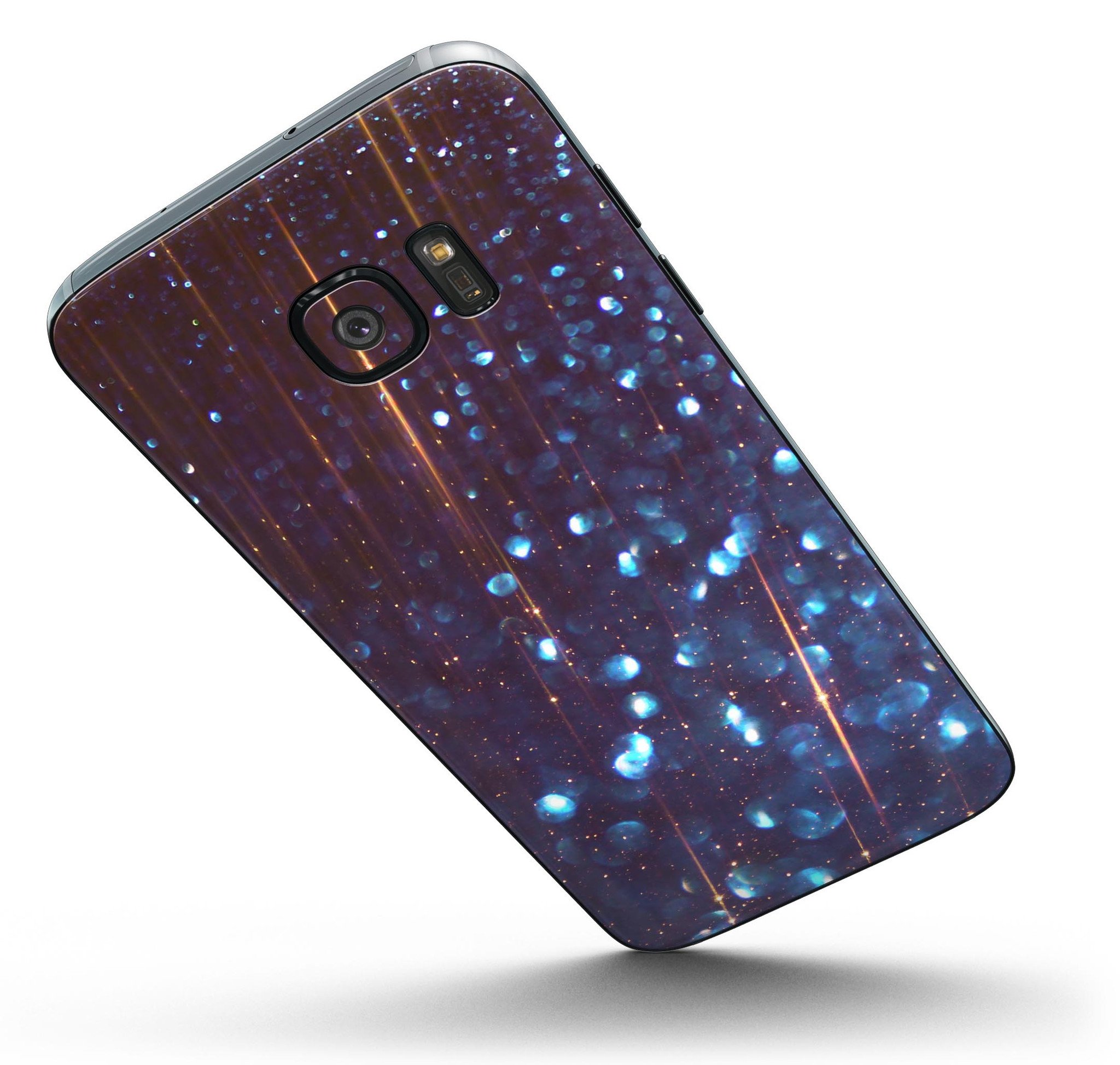 Dark Radiant Orbs of Blue skin kit for Samsung Galaxy S7/S7 Edge, showcasing vibrant colors and premium vinyl material.