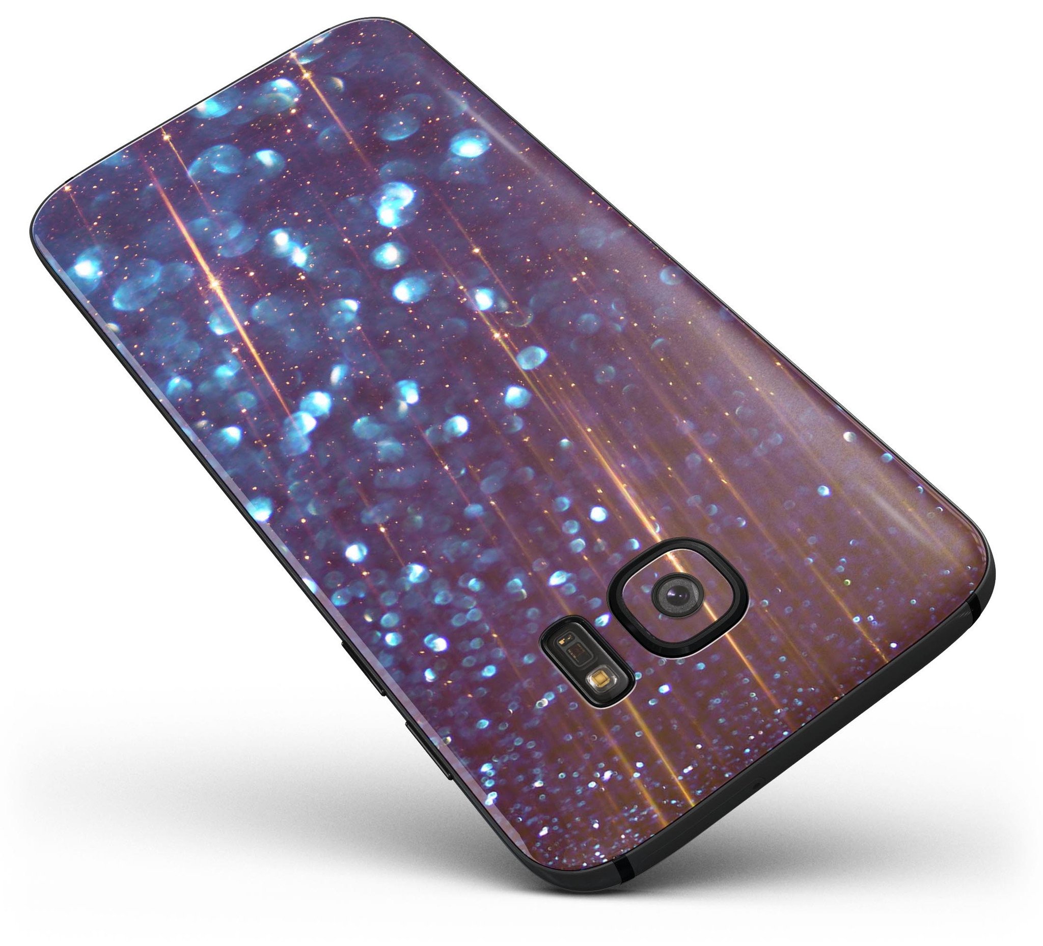 Dark Radiant Orbs of Blue skin kit for Samsung Galaxy S7/S7 Edge, showcasing vibrant colors and premium vinyl material.