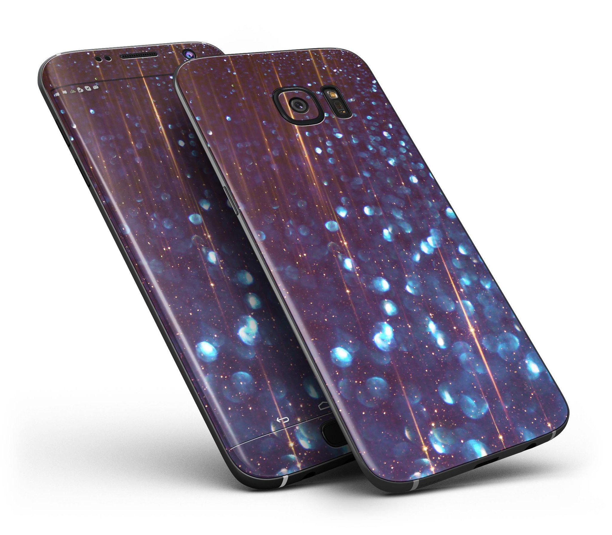 Dark Radiant Orbs of Blue skin kit for Samsung Galaxy S7/S7 Edge, showcasing vibrant colors and premium vinyl material.