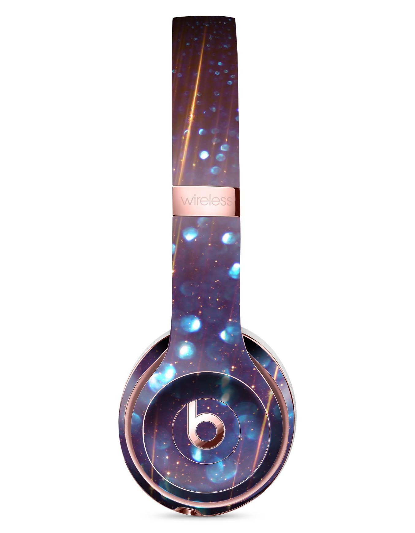 Dark Radiant Orbs of Blue Full-Body Skin Kit for Beats by Dre Solo 3 Wireless Headphones, showcasing vibrant blue orbs with streaks.