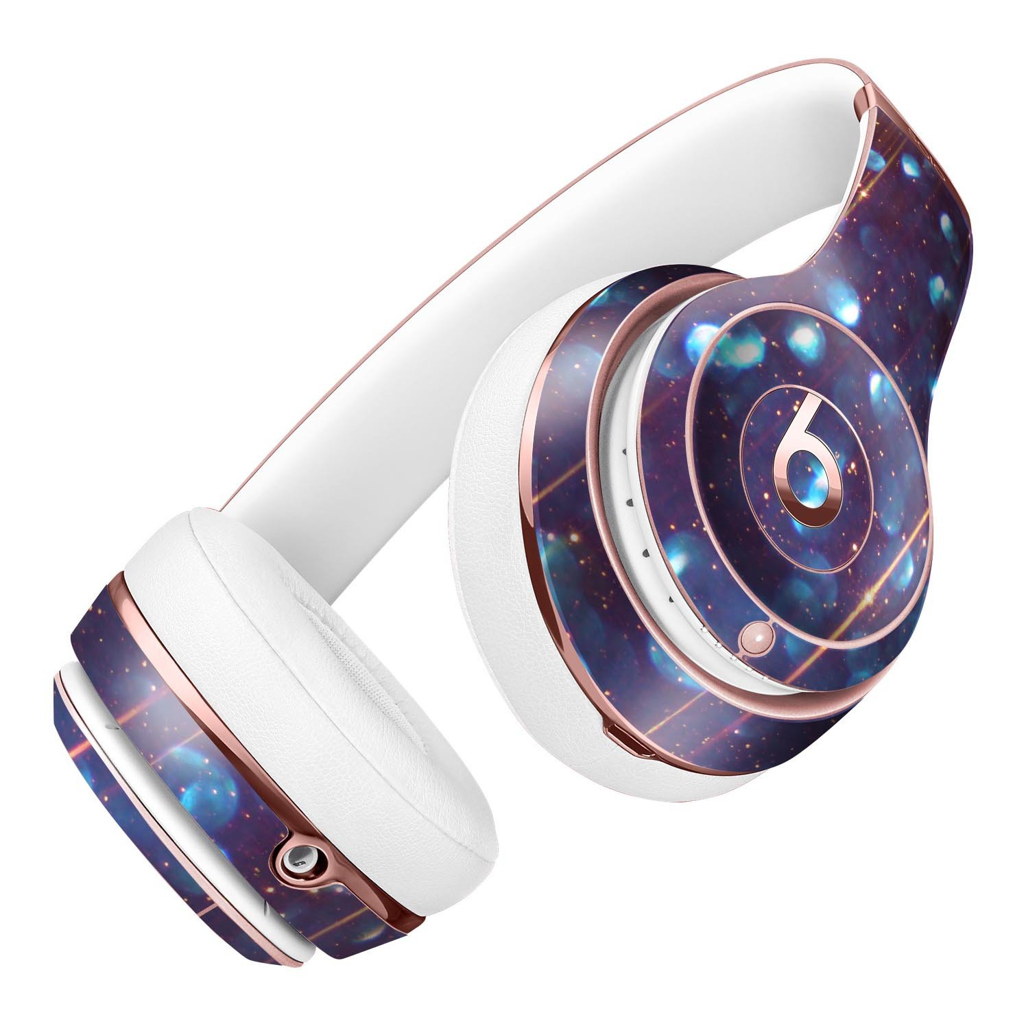 Dark Radiant Orbs of Blue Full-Body Skin Kit for Beats by Dre Solo 3 Wireless Headphones, showcasing vibrant blue orbs with streaks.