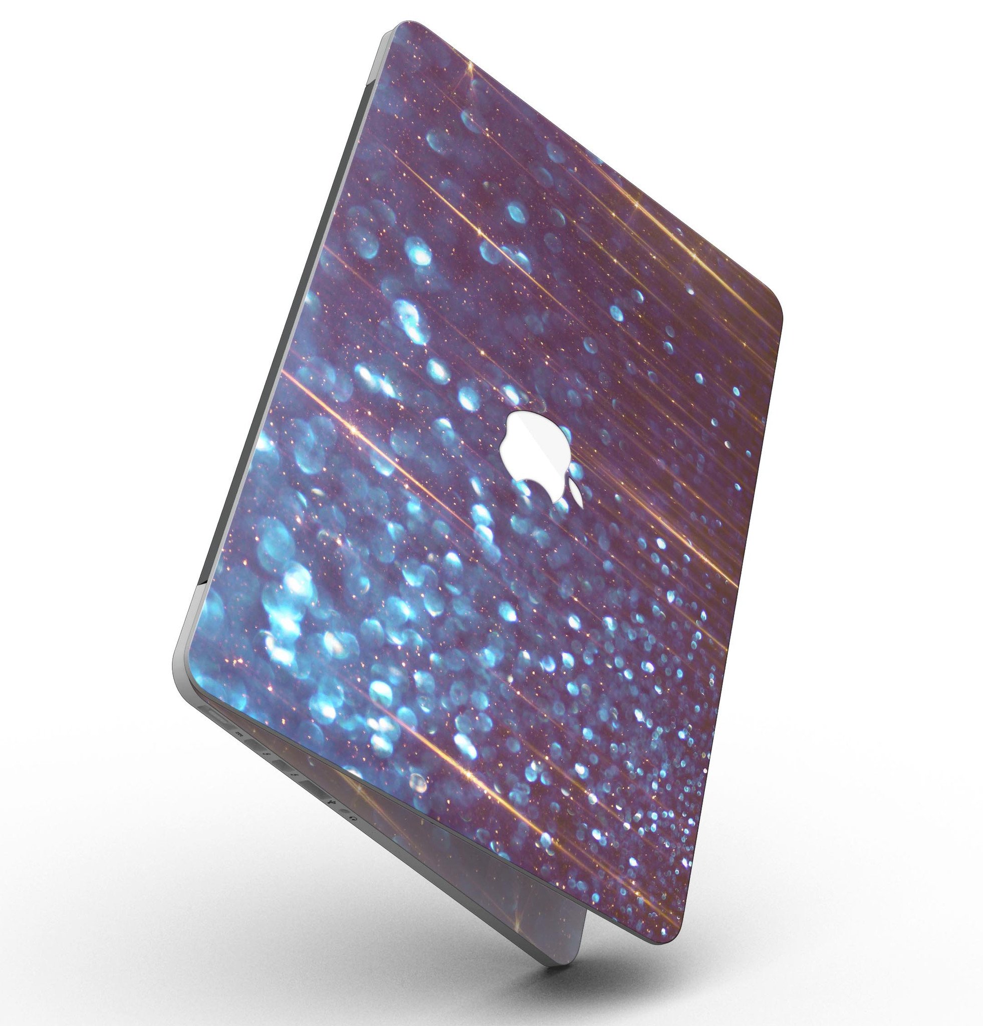 Dark Radiant Orbs of Blue skin for MacBook Pro with Retina Display, showcasing vibrant blue orbs with streaks on a sleek surface.