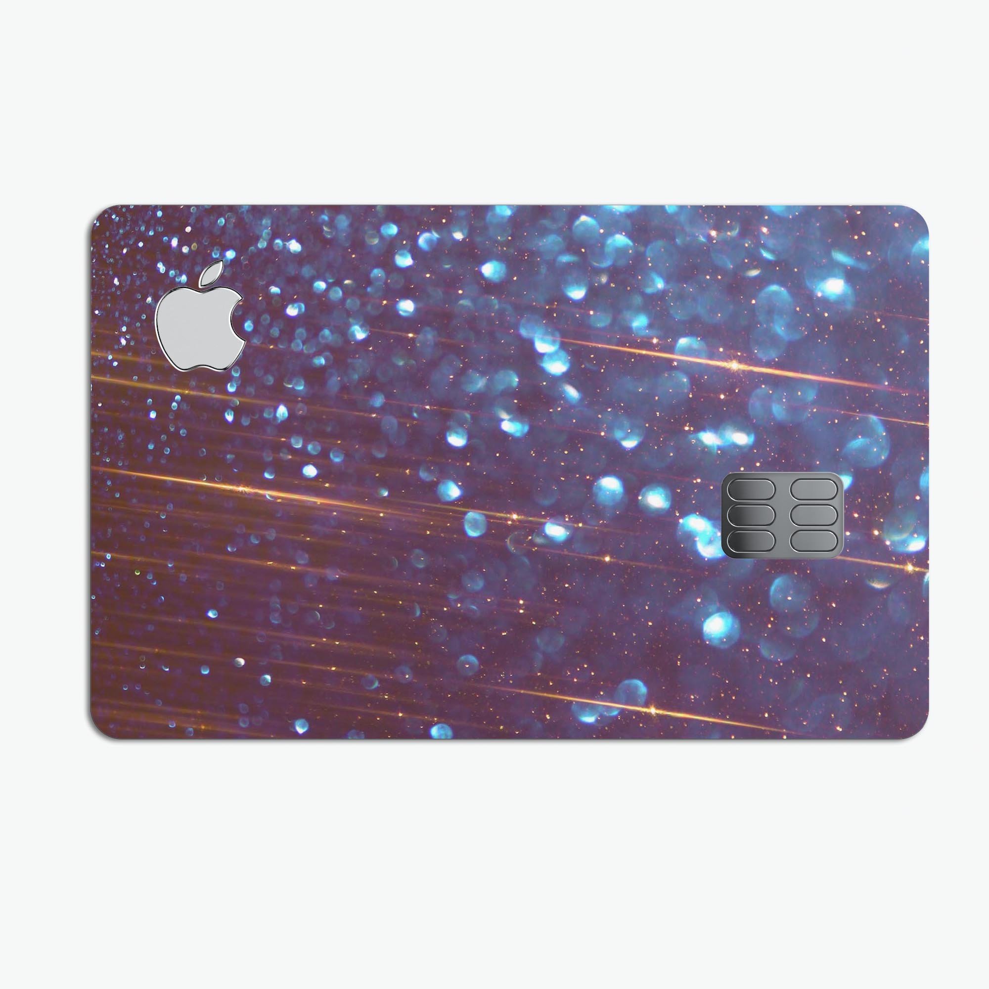 Dark Radiant Orbs of Blue decal on an Apple Card, showcasing its vibrant design and premium finish.